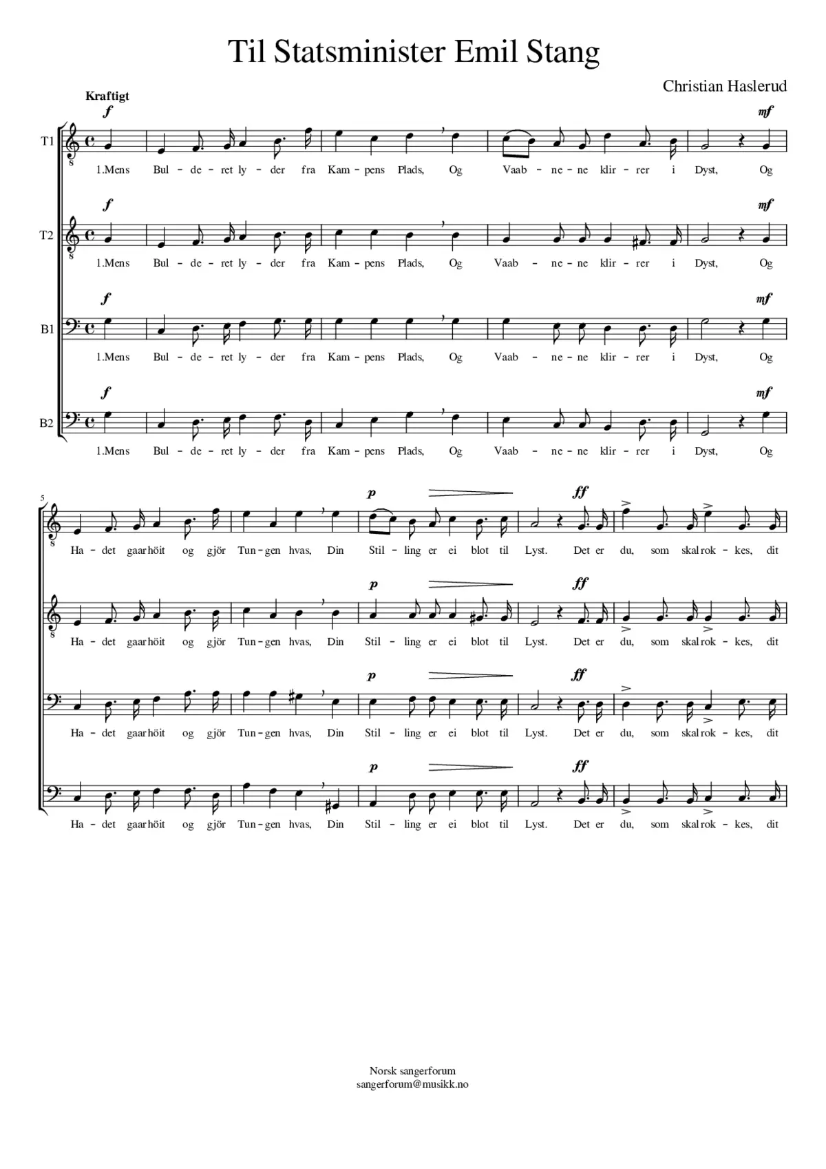 Til Statsminister Emil Stang - Page 1