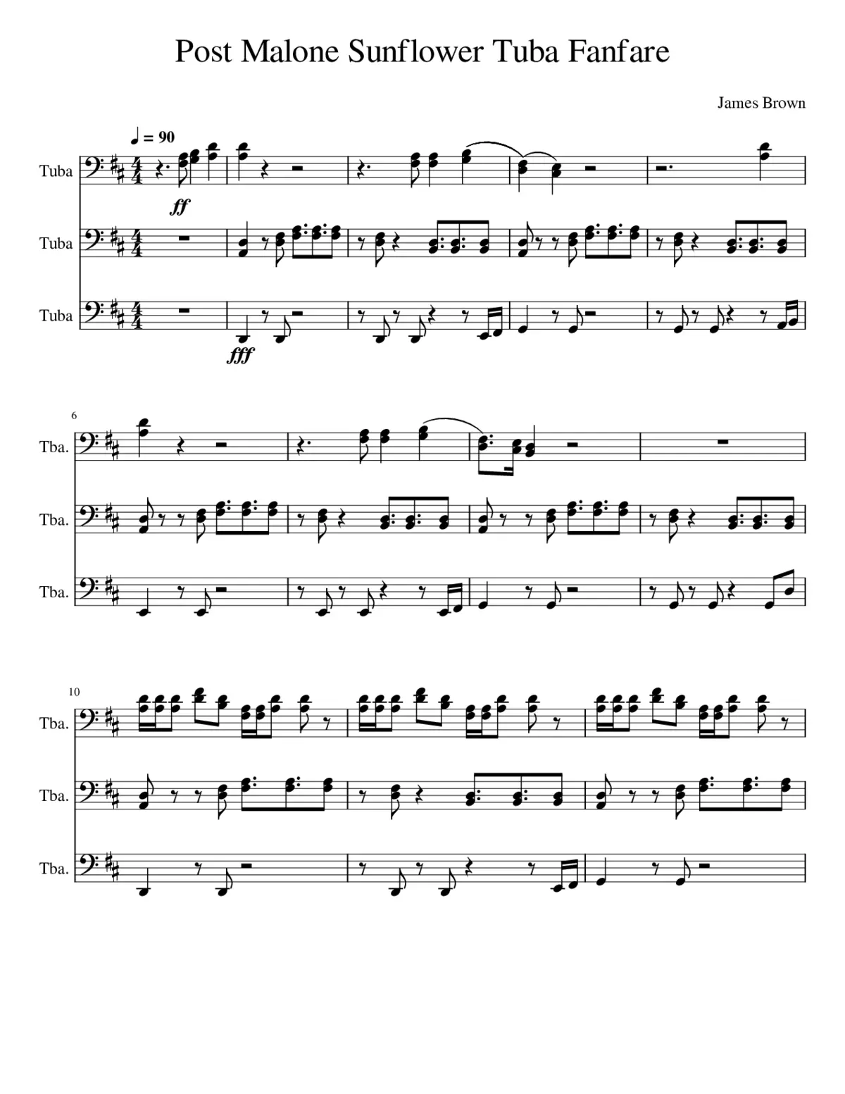 Post Malone Sunflower Tuba Fanfare - Page 1