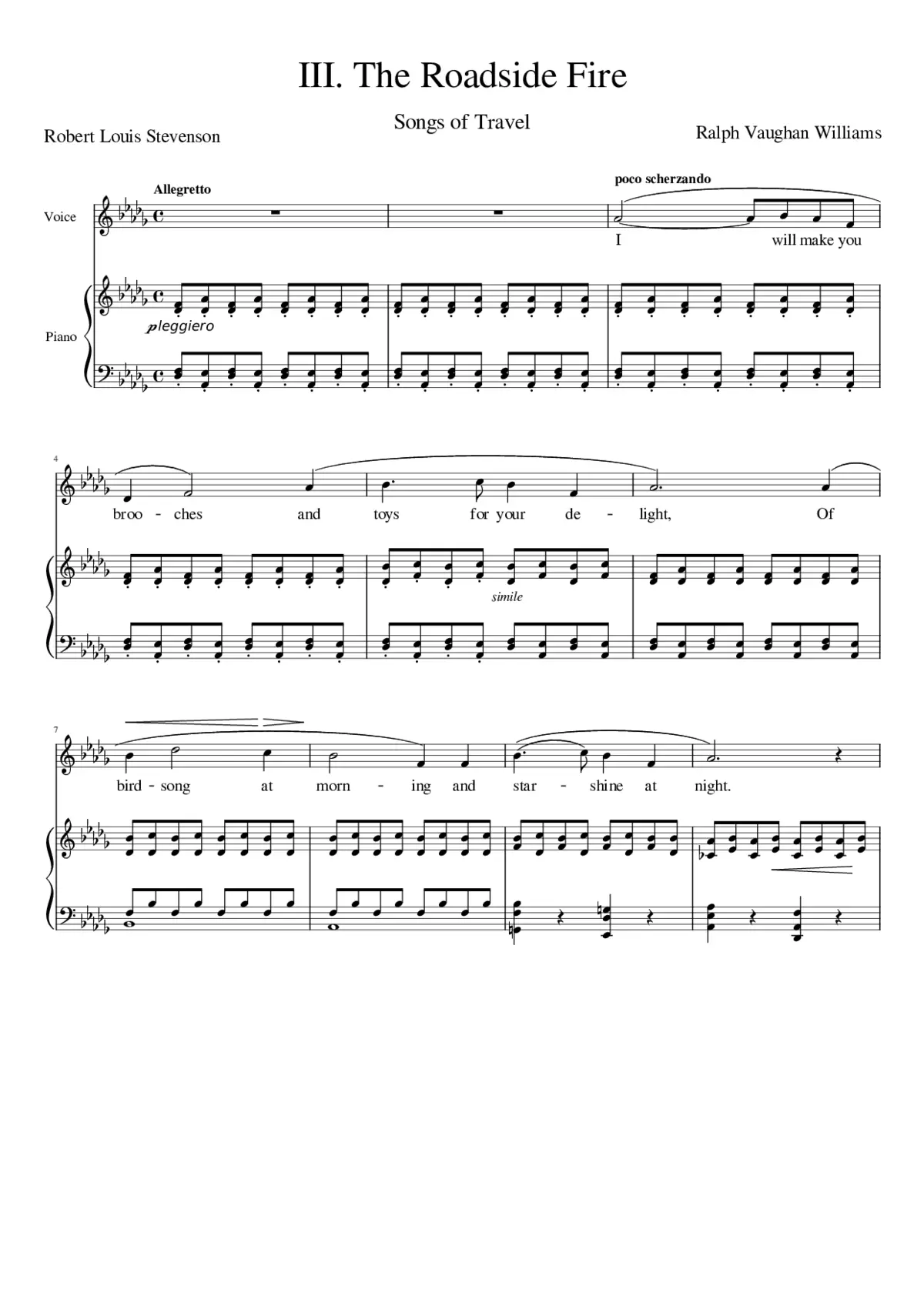 Songs of Travel III. The Roadside Fire - Page 1