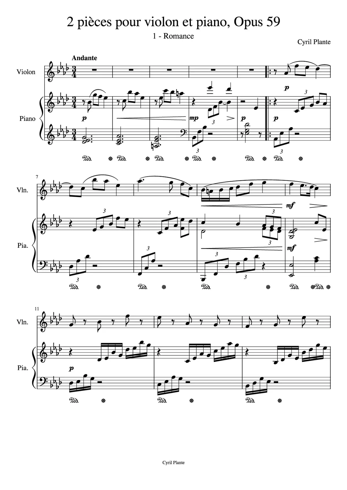 2 pièces pour violon et piano - Page 1