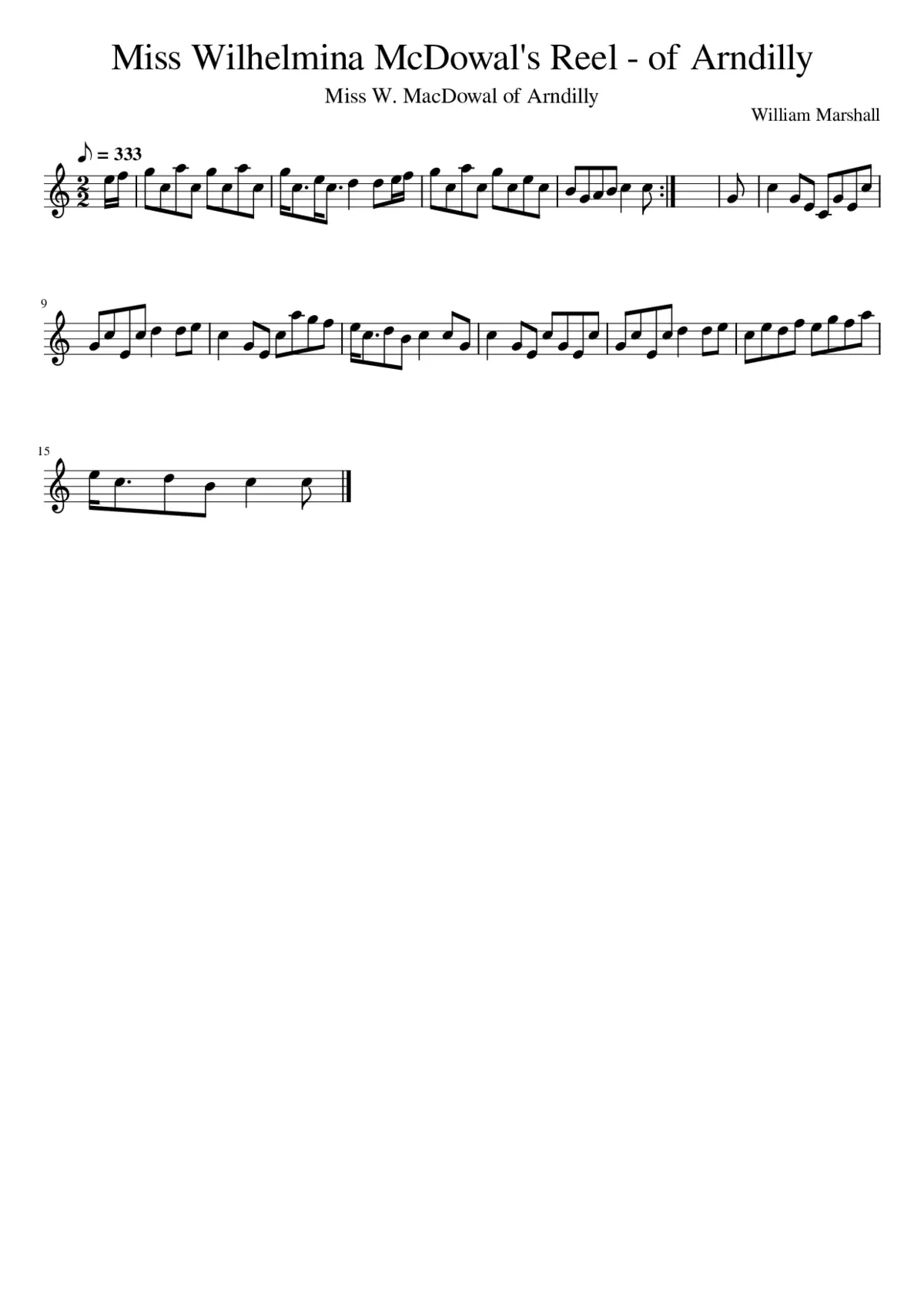 Miss Wilhelmina McDowal's Reel - of Arndilly - Page 1