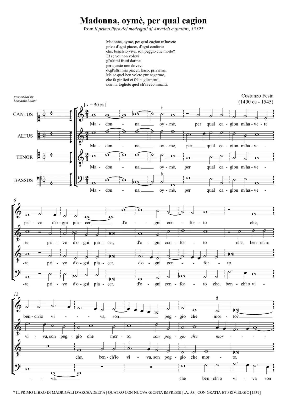 Madonna, ohimè, per qual cagion - Page 1
