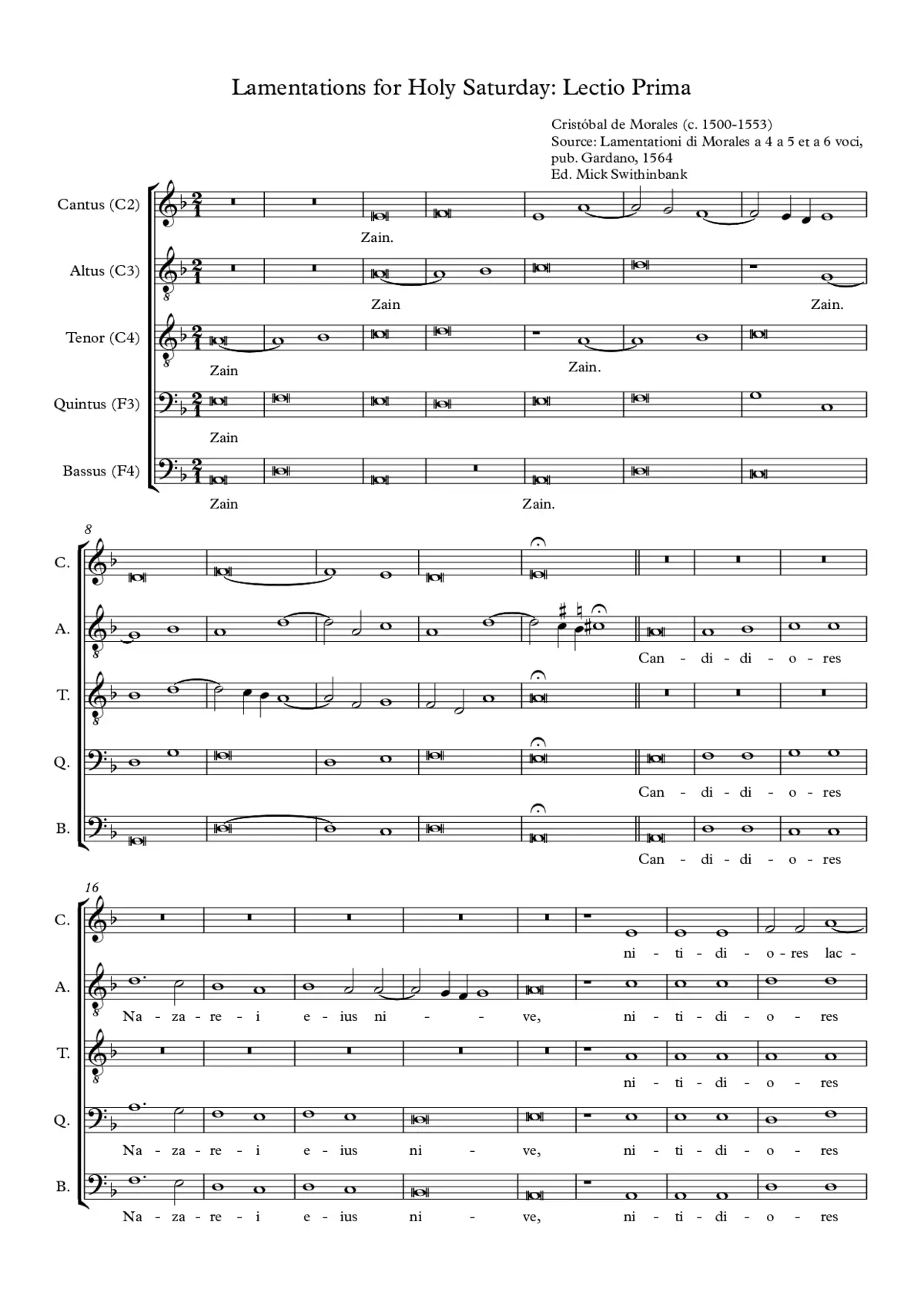Lamentations for Holy Saturday, Lesson 1 - Page 1