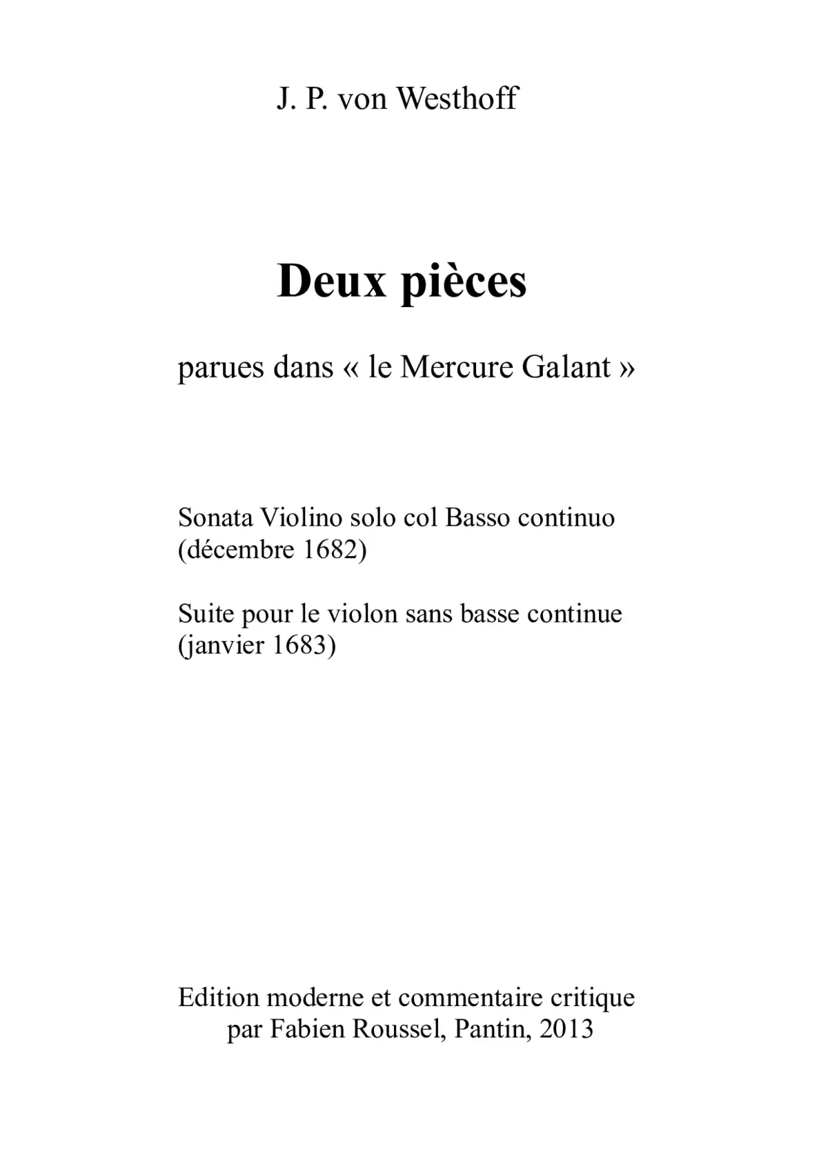 2 Pièces parues dans 'Le Mercure Galant' - Page 1