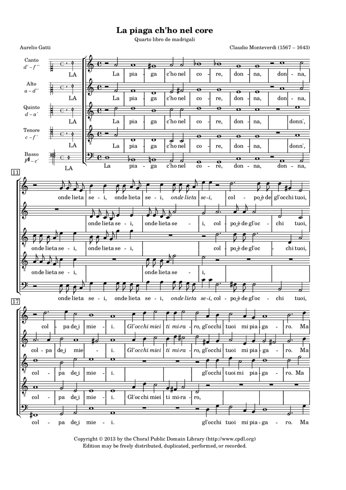 La piaga c'ho nel core - Page 1