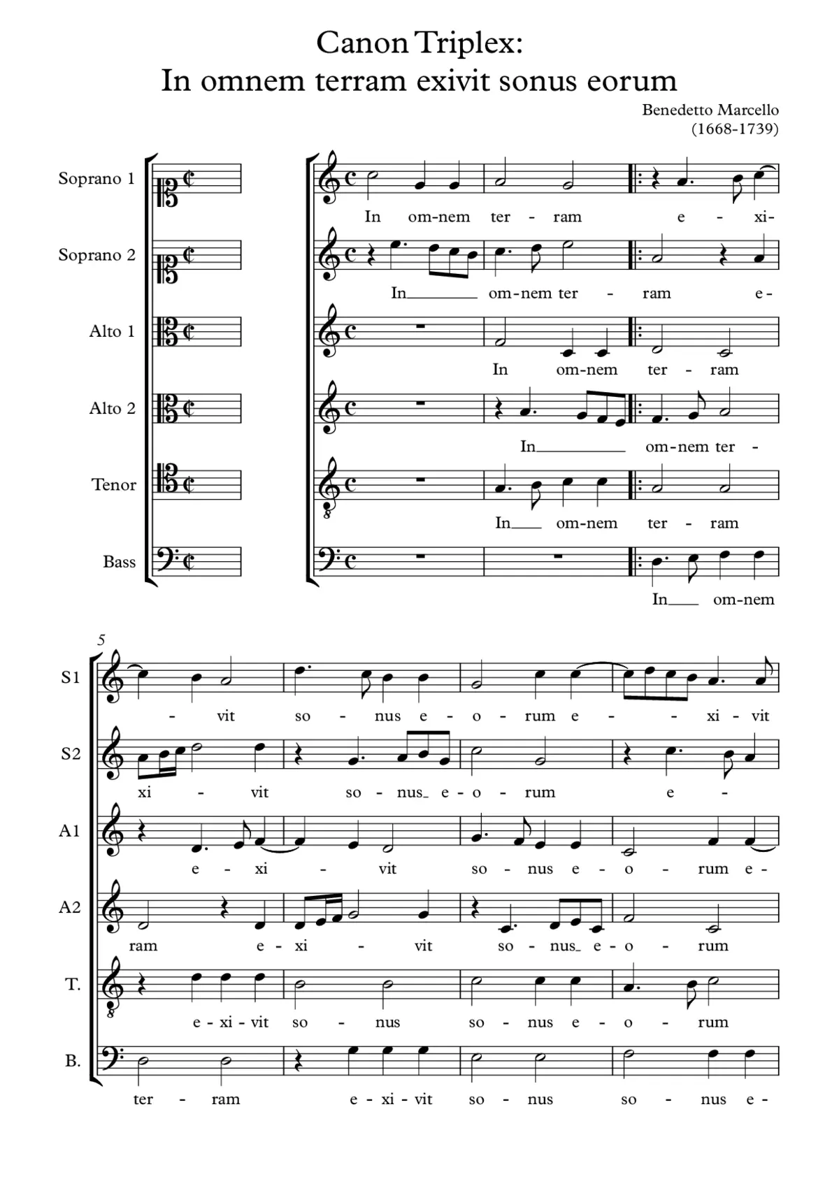 Canon triplex: In omnem terram exivit sonus eorum - Page 1