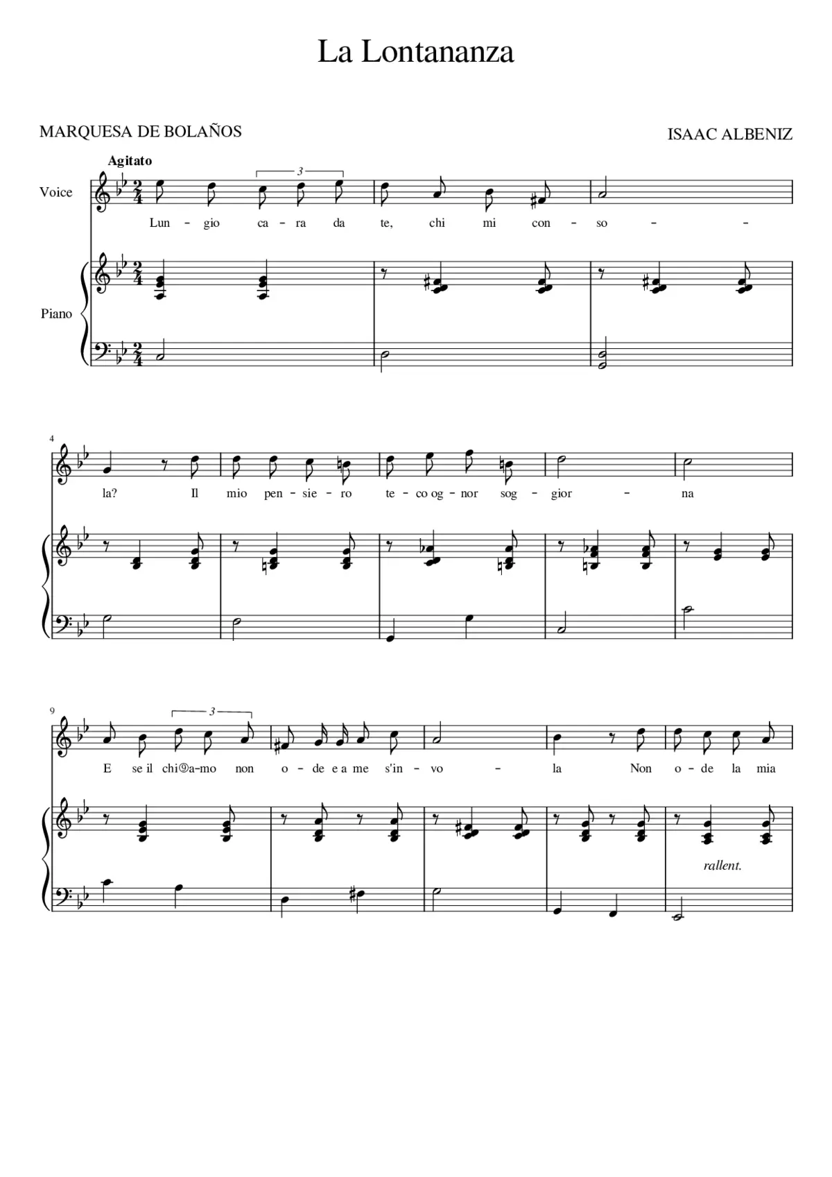 La Lontananza. Isaac Albeniz - Page 1