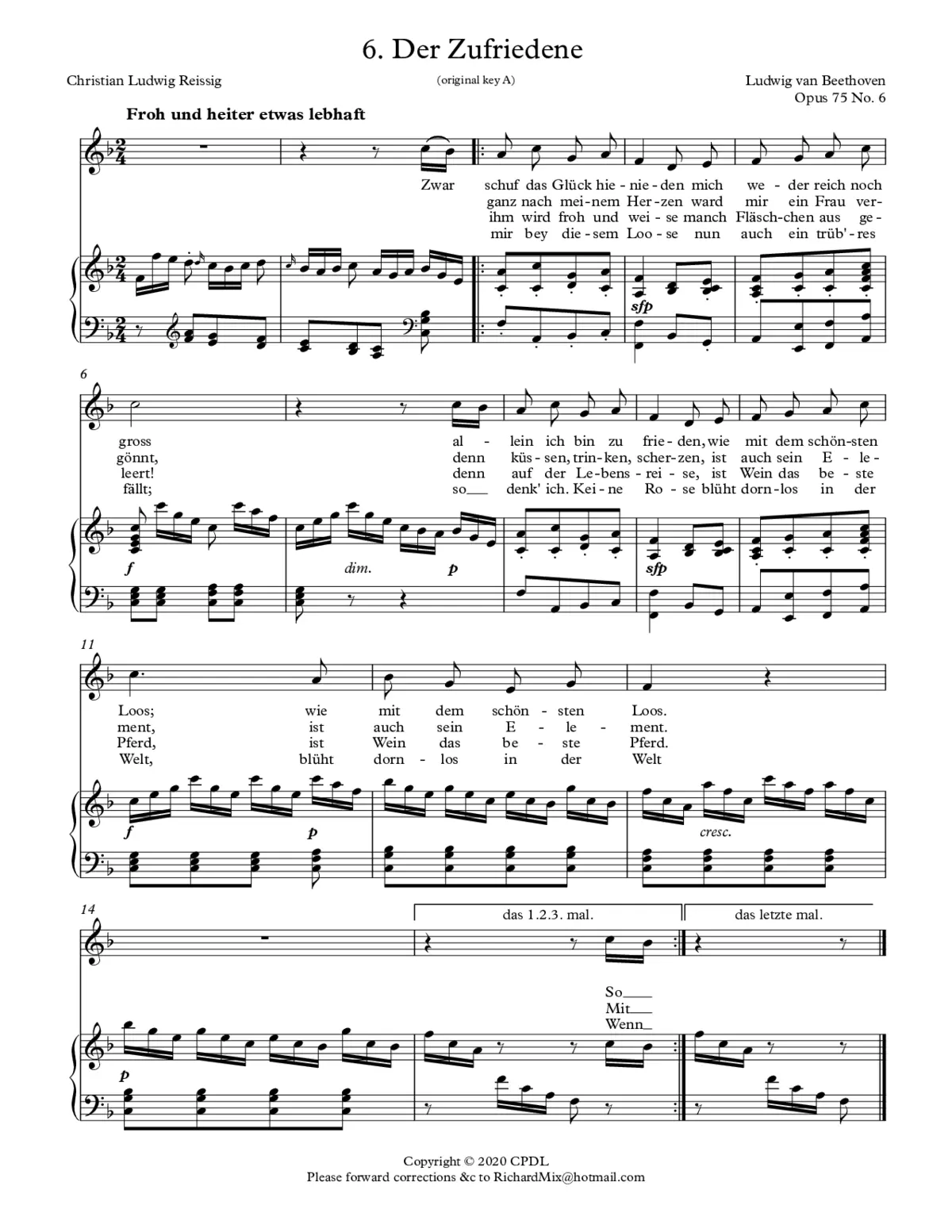 Der Zufriedene, Op. 75 No. 6 - Page 1