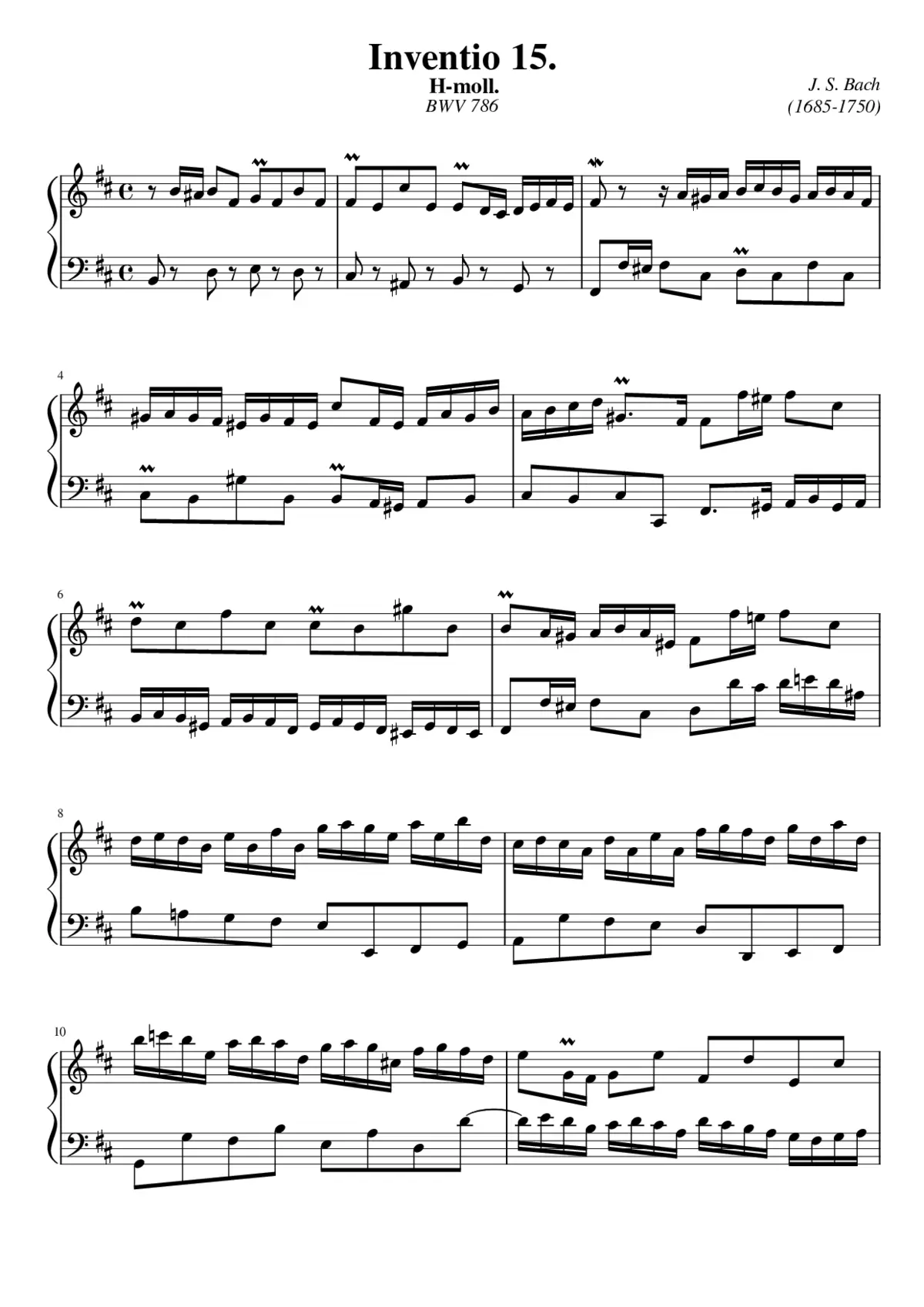Invention in B minor BWV 786 - Page 1