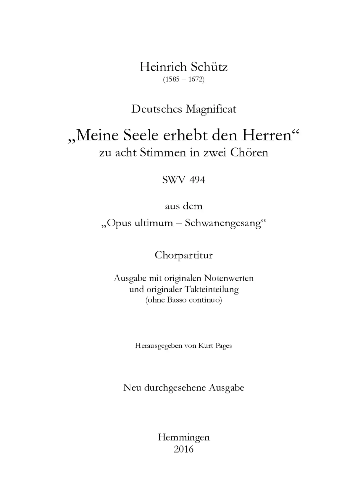 Deutsches Magnificat - Meine Seele erhebt den Herren, SWV 494 - Page 1