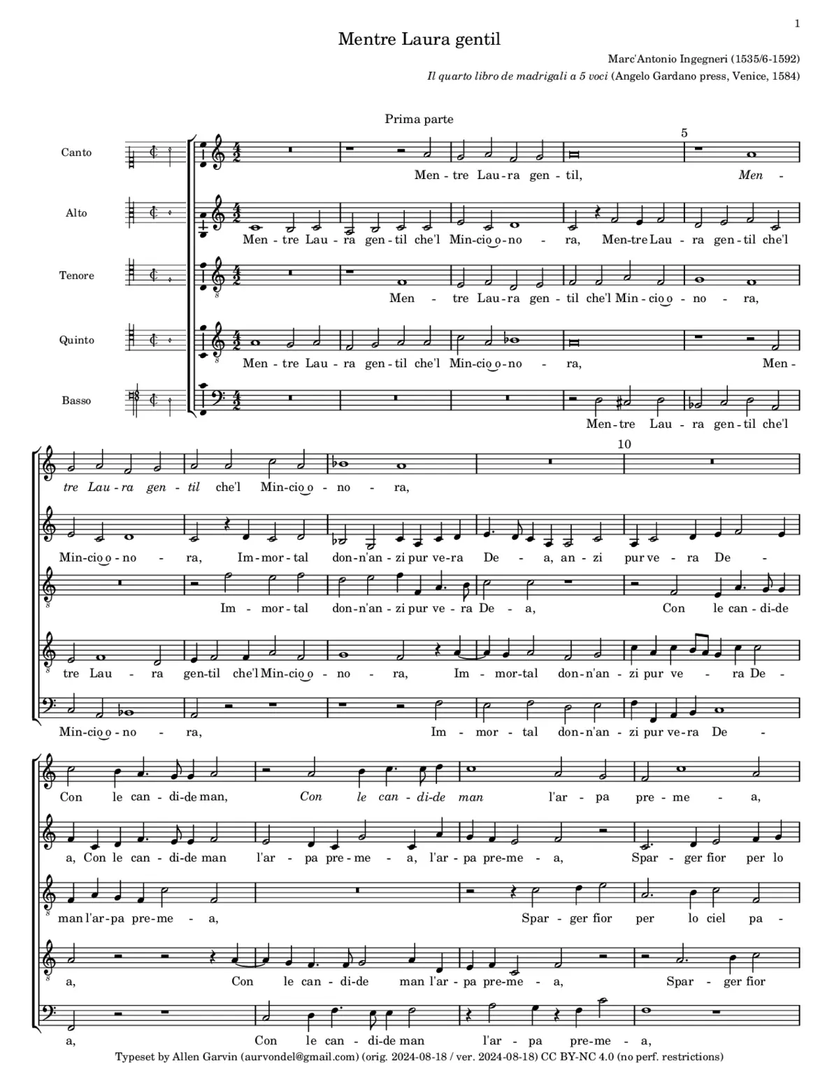 Mentre Laura gentil - Page 1