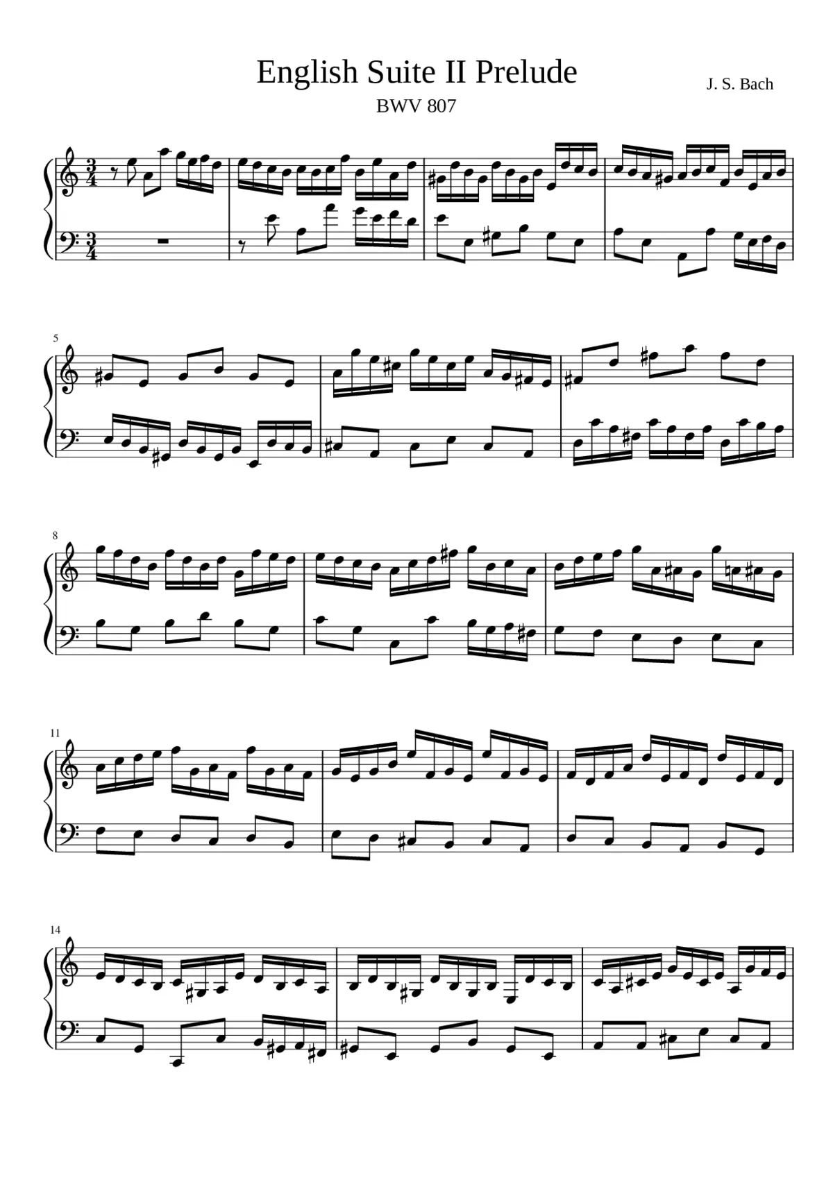 English Suite No.2 in A minor BWV 807 - Page 1