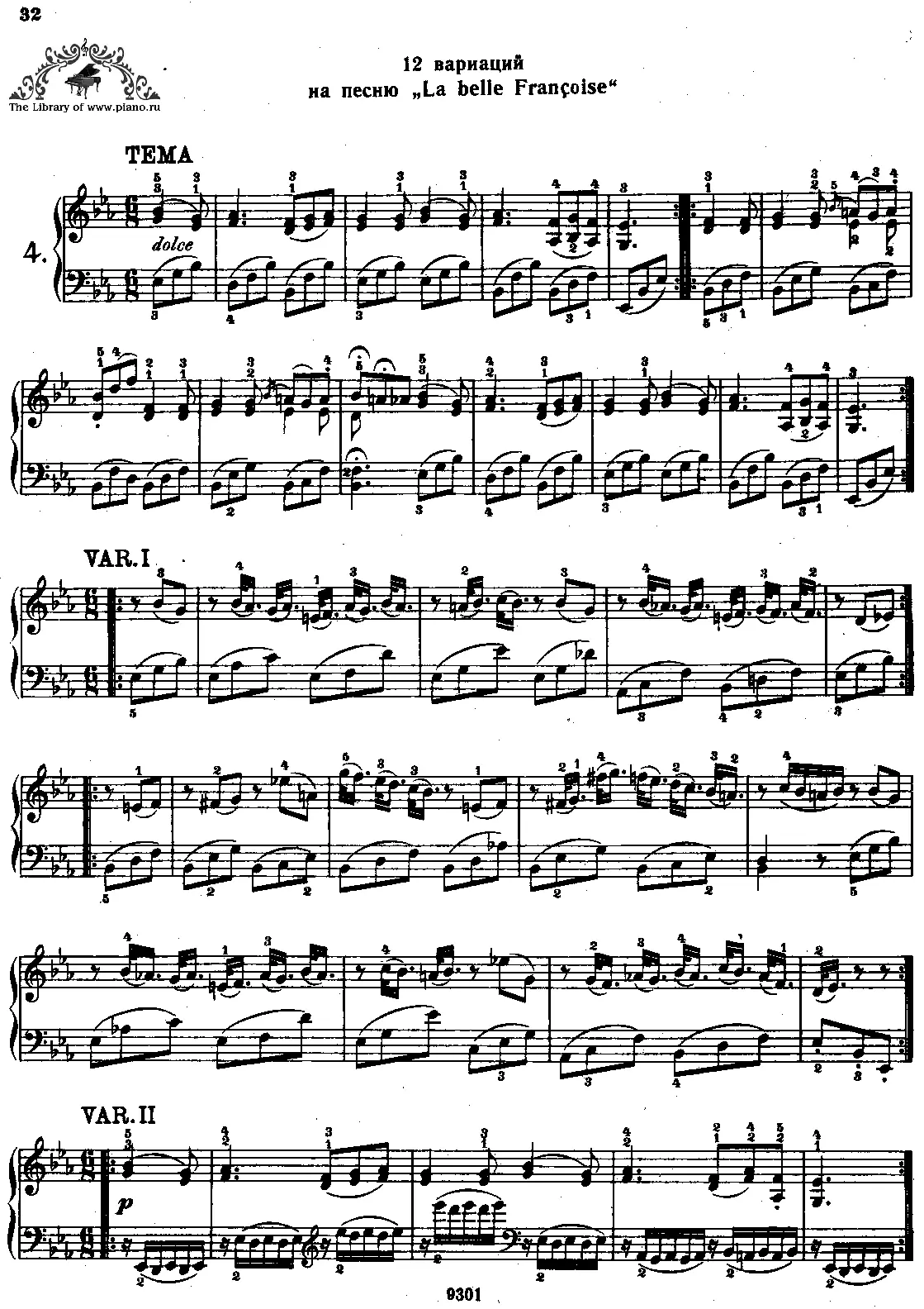12 Variations on "La belle françoise" - Page 1