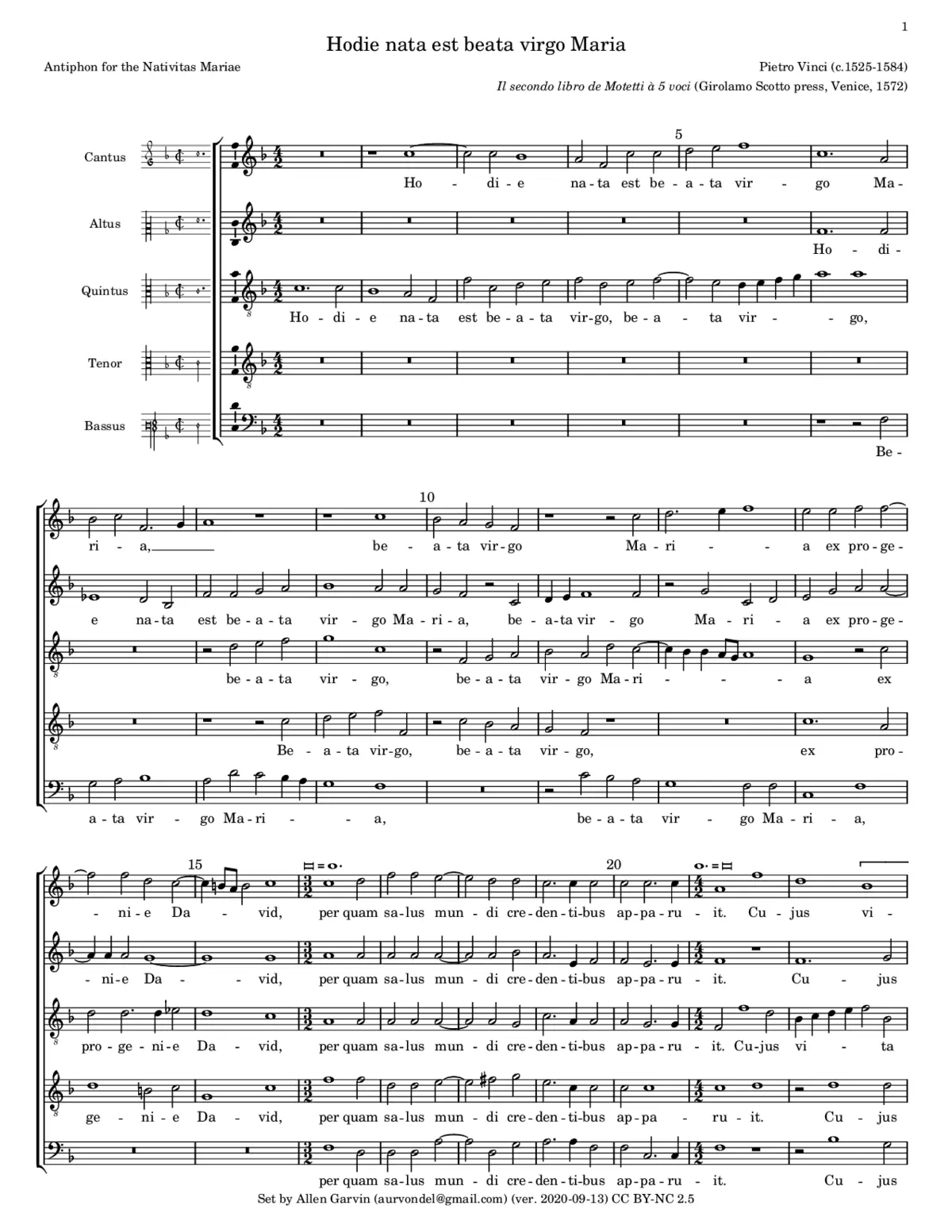 Hodie nata est beata virgo Maria - Page 1