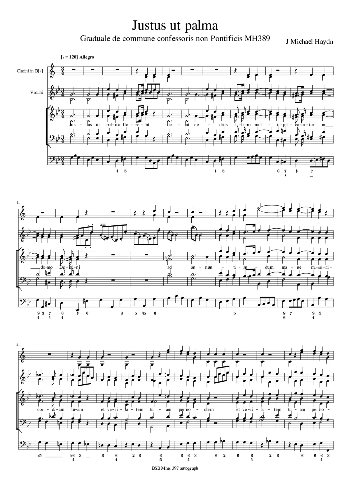 Justus ut palma, MH 389 - Page 1