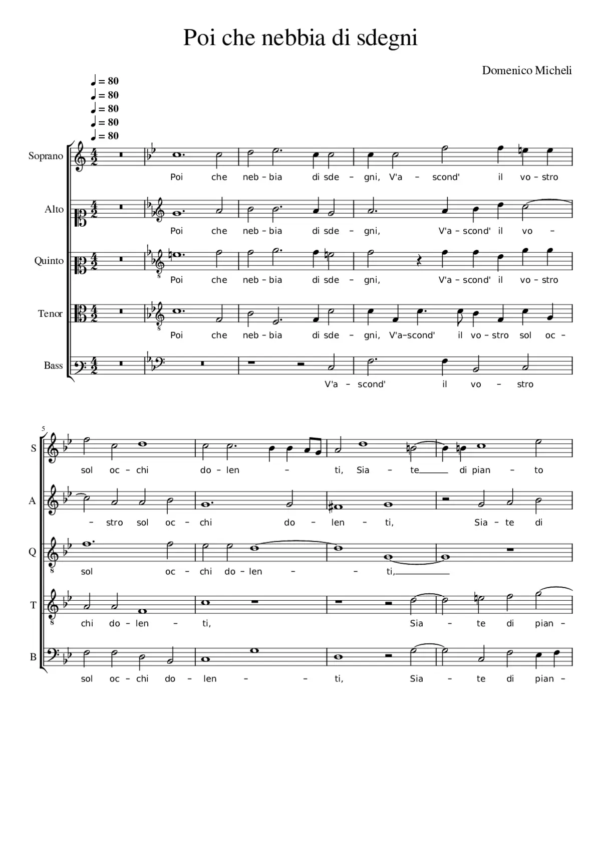 Poi che nebbia di sdegni - Page 1