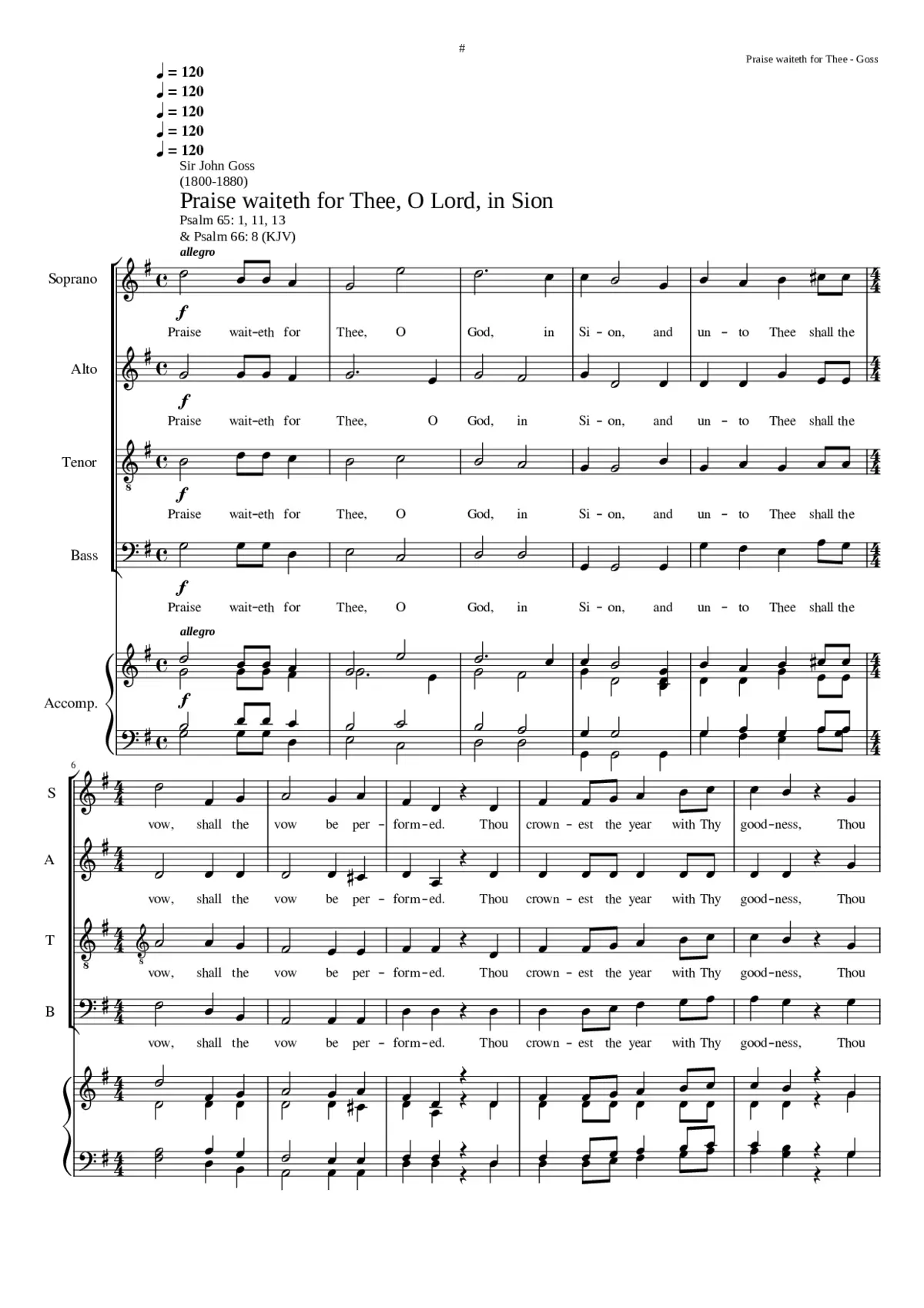 Praise waiteth for thee O Lord in Sion - Page 1