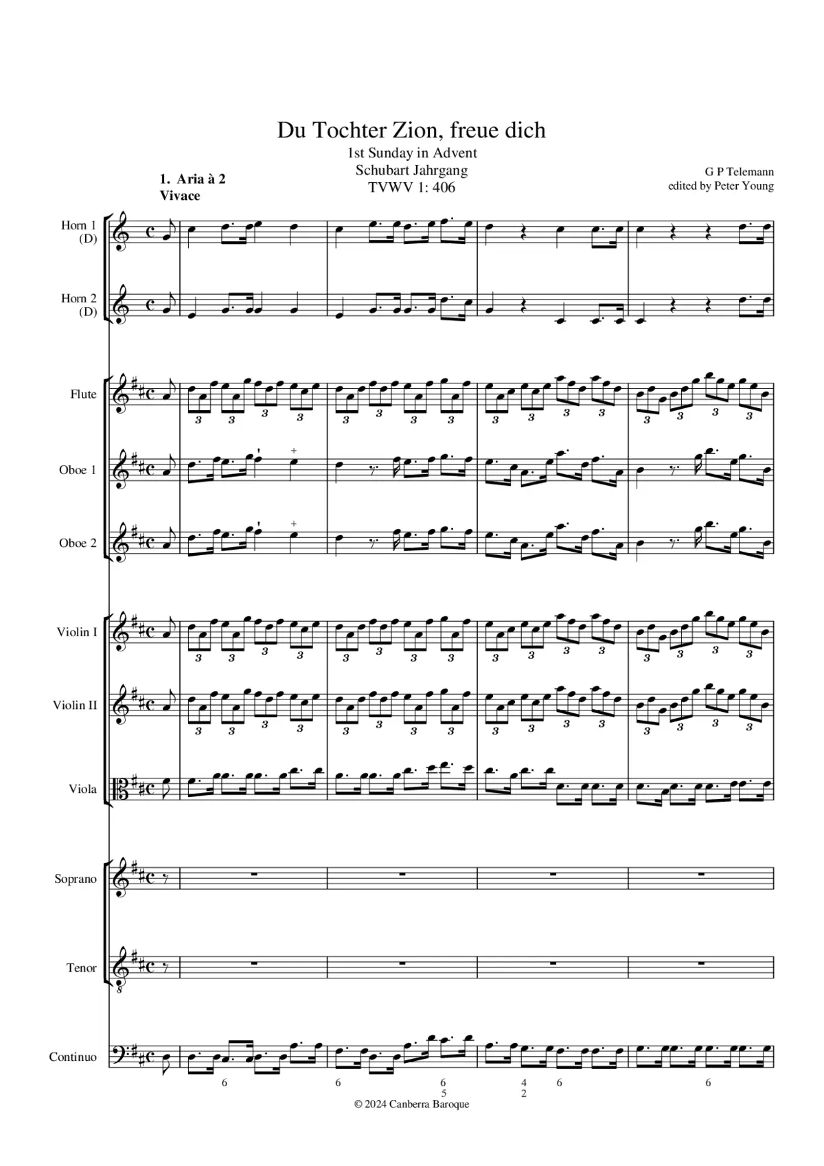 Du Tochter Zion, freue dich, TWV 1:406 - Page 1