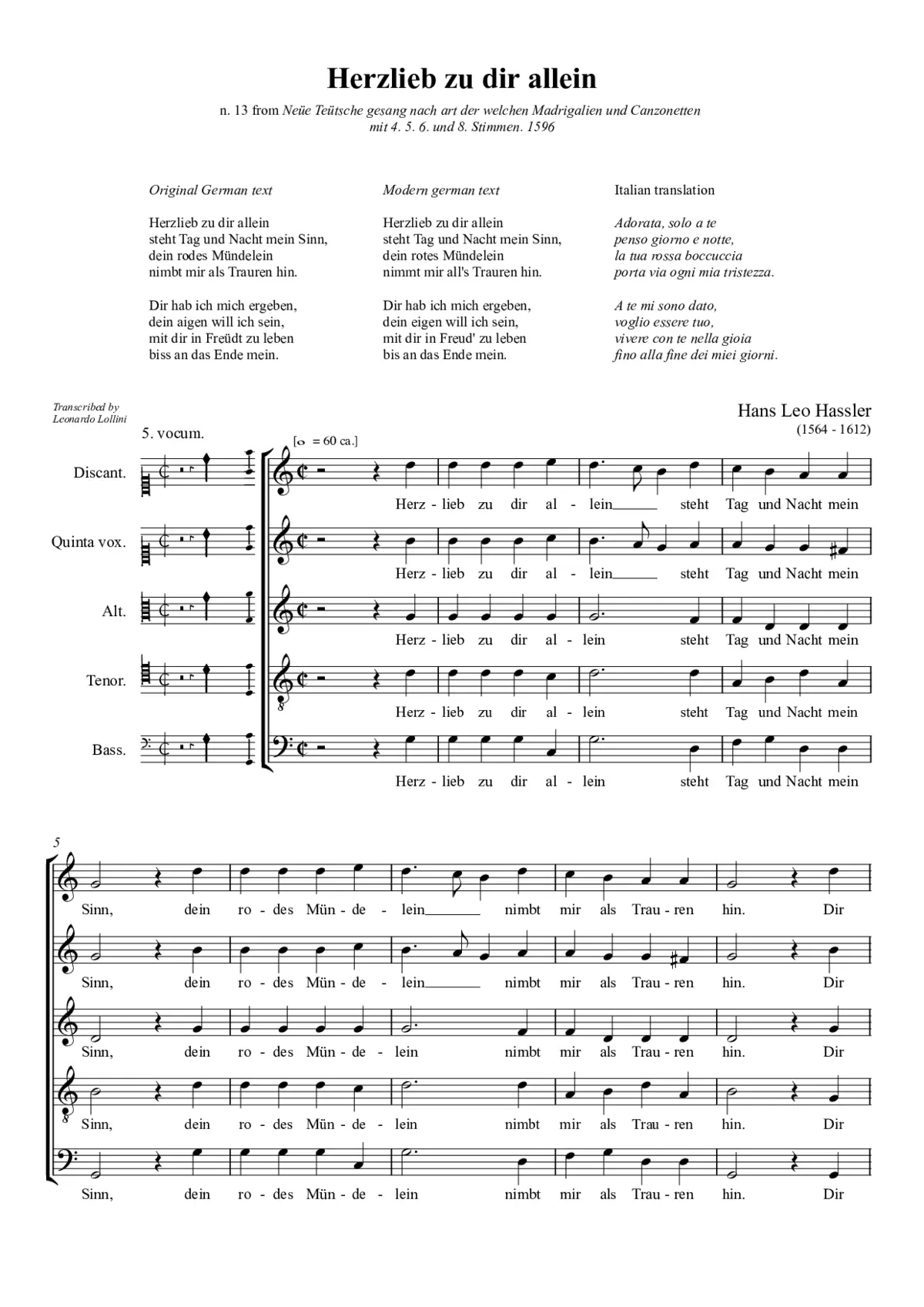 Herzlieb zu dir allein - Page 1