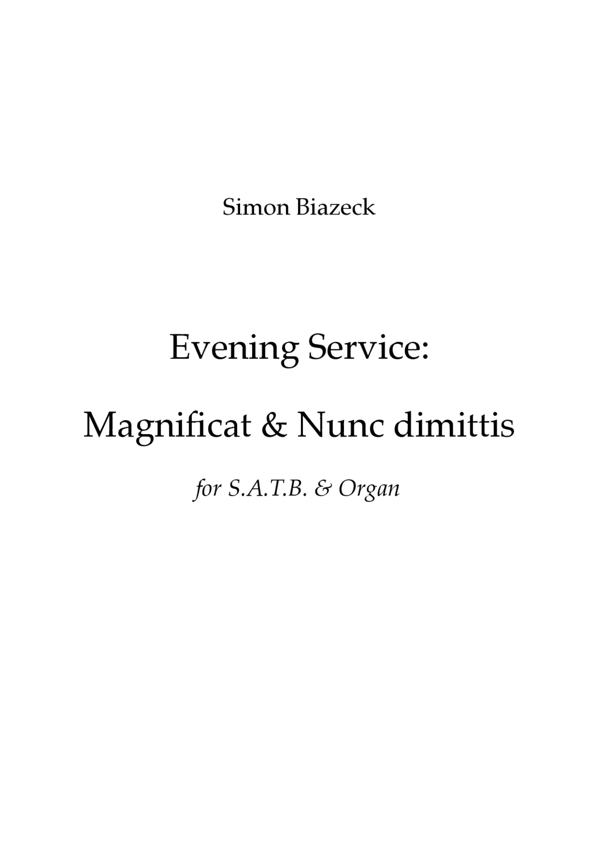 Evening Service: Magnificat and Nunc dimittis - Page 1