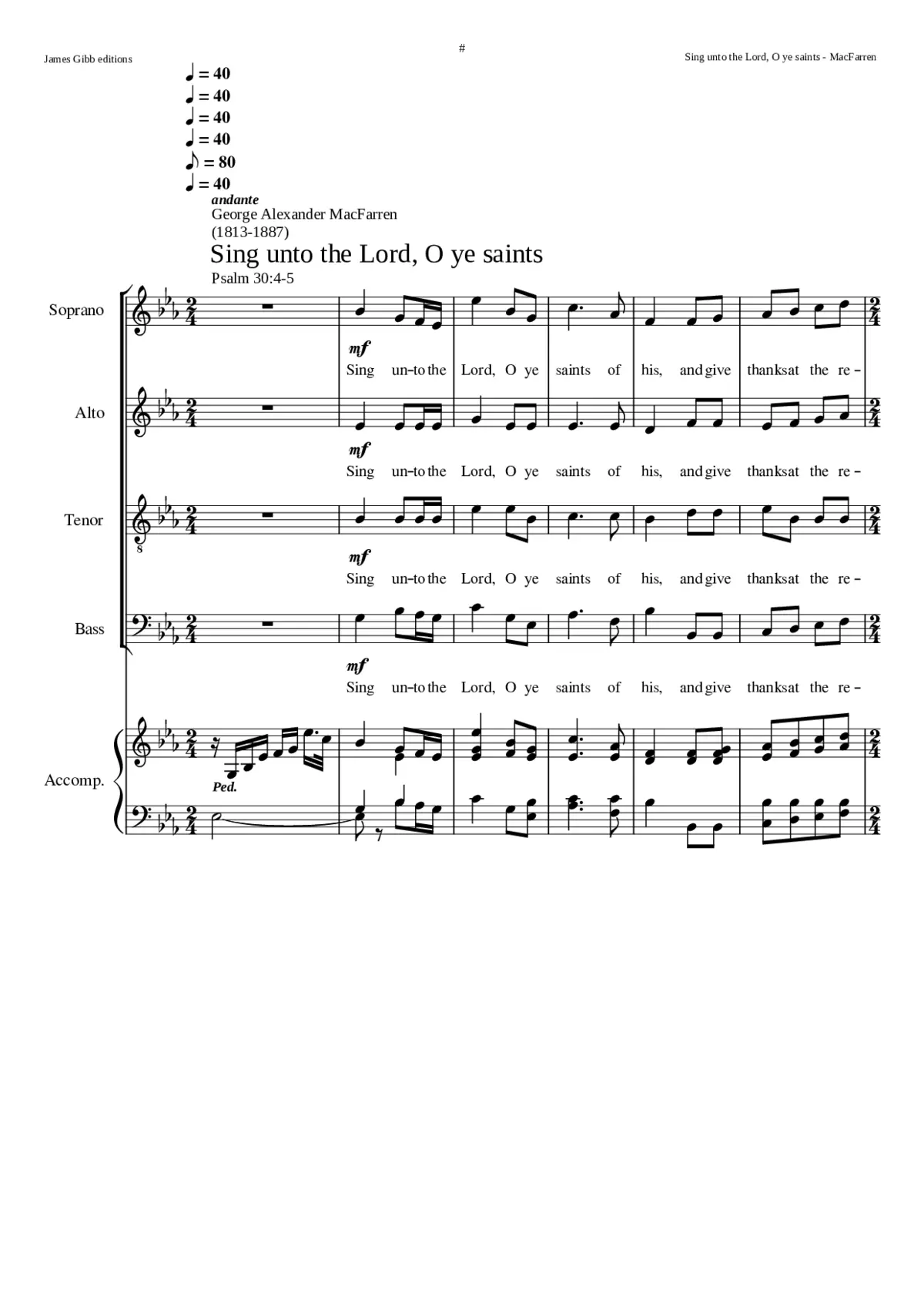 Sing unto the Lord O ye saints of his - Page 1
