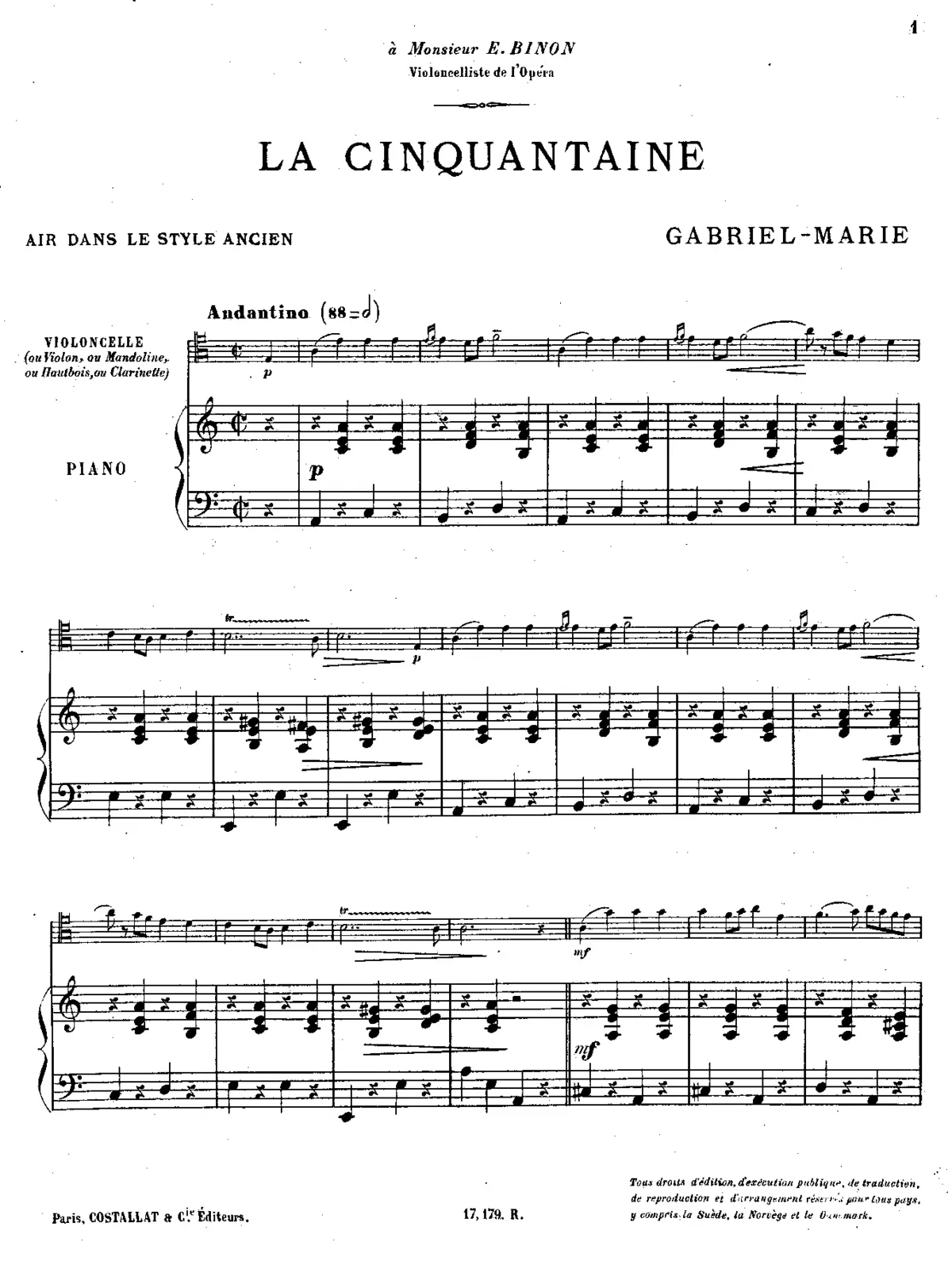 Deux Pieces pour Cello et Piano - Page 1