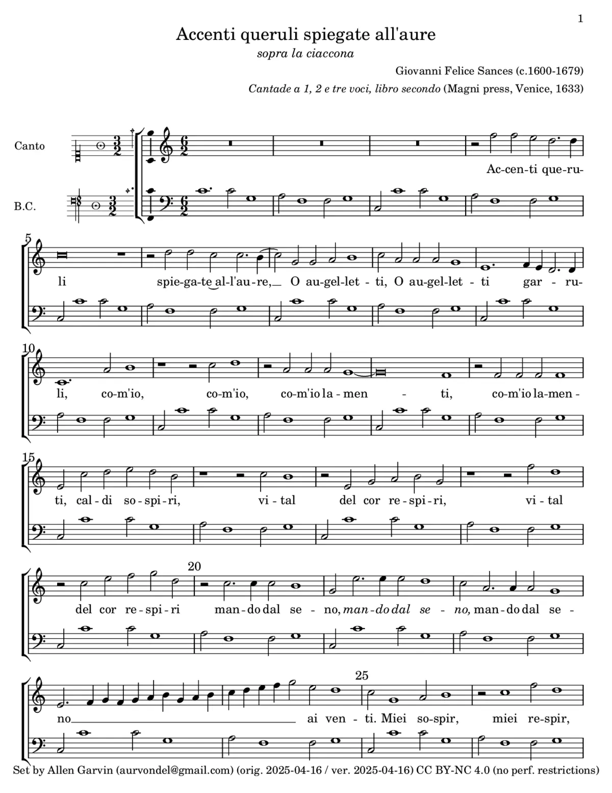 Accenti queruli spiegate all'aure - Page 1