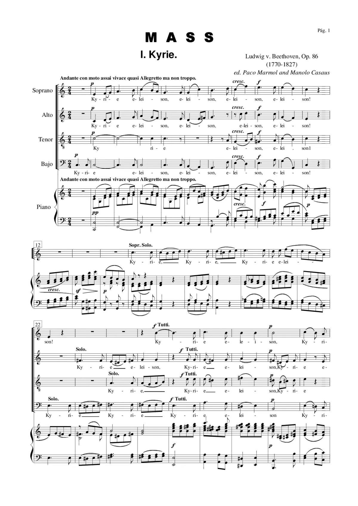 Mass in C Major, Op. 86 - Page 1