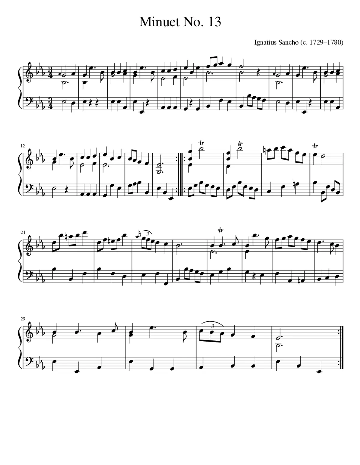 Minuets etc. for the Violin Mandolin German Flute and Harpsichord - Page 1