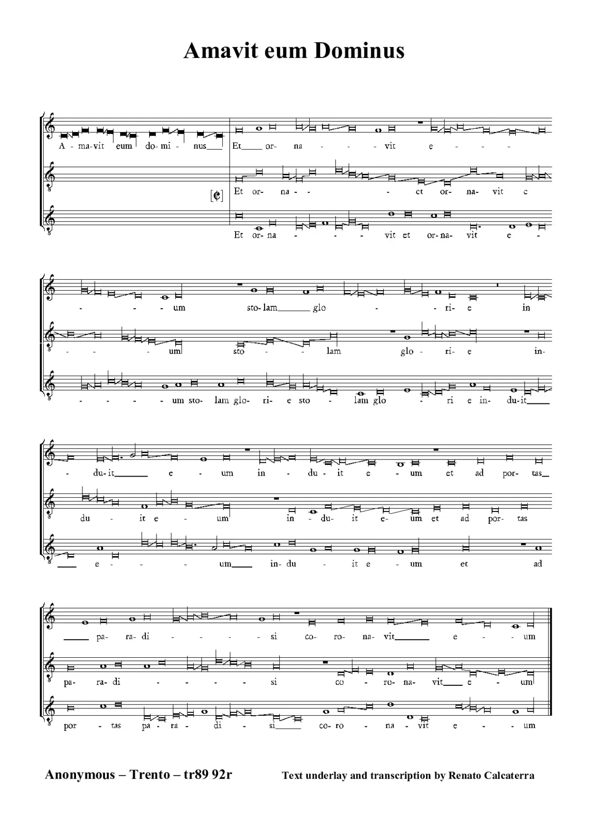 Amavit eum Dominus - Page 1