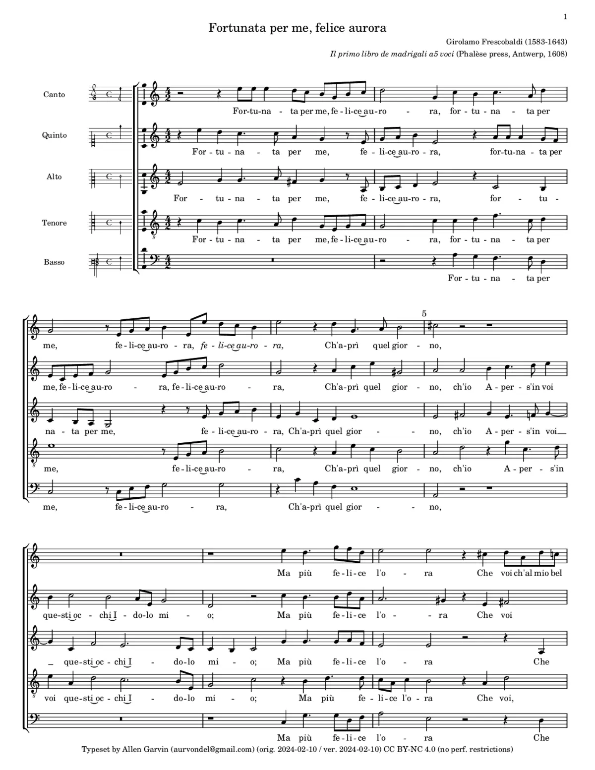 Fortunata per me felice aurora - Page 1