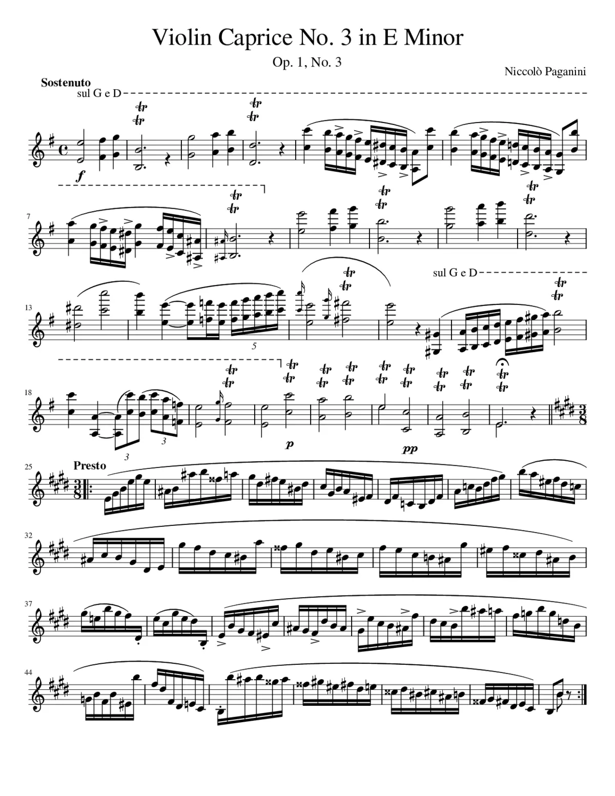 24 Caprices for Solo Violin Op.1 - Page 1