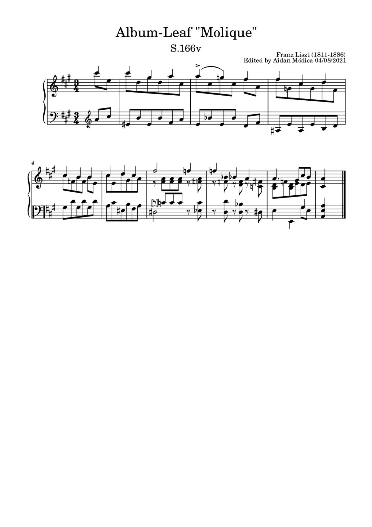 Album-Leaf 'Molique' - Page 1