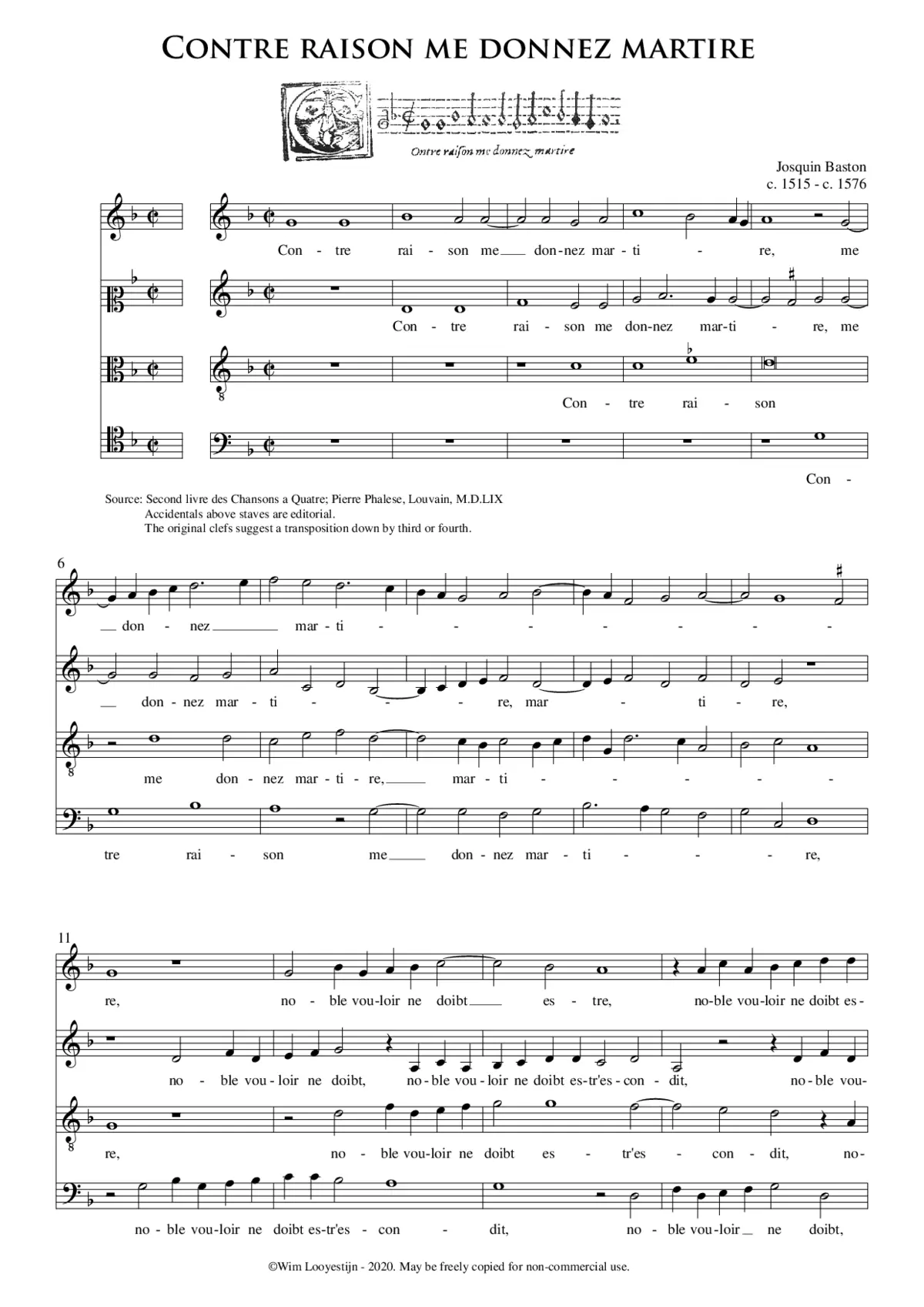 Contre raison me donnez martire - Page 1