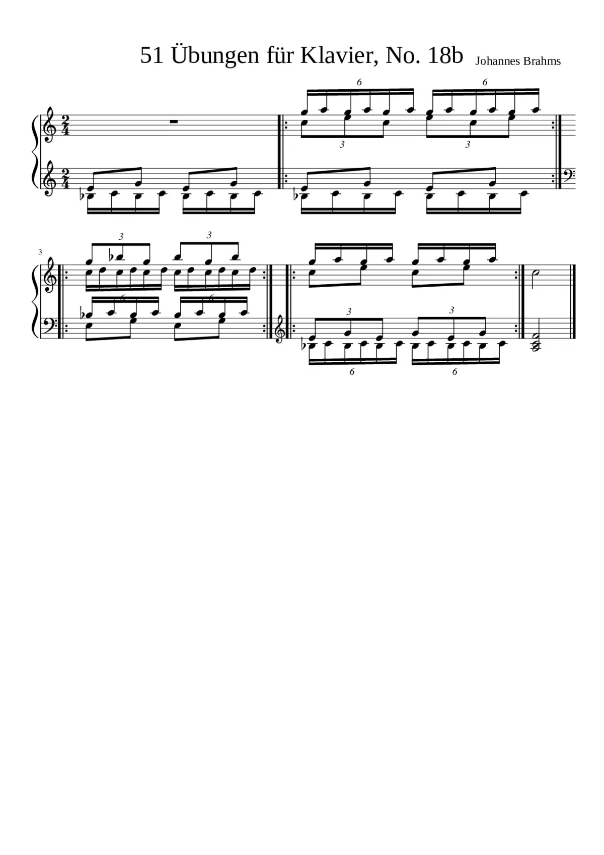 Brahms - 51 Übungen für Klavier No. 18b - Page 1