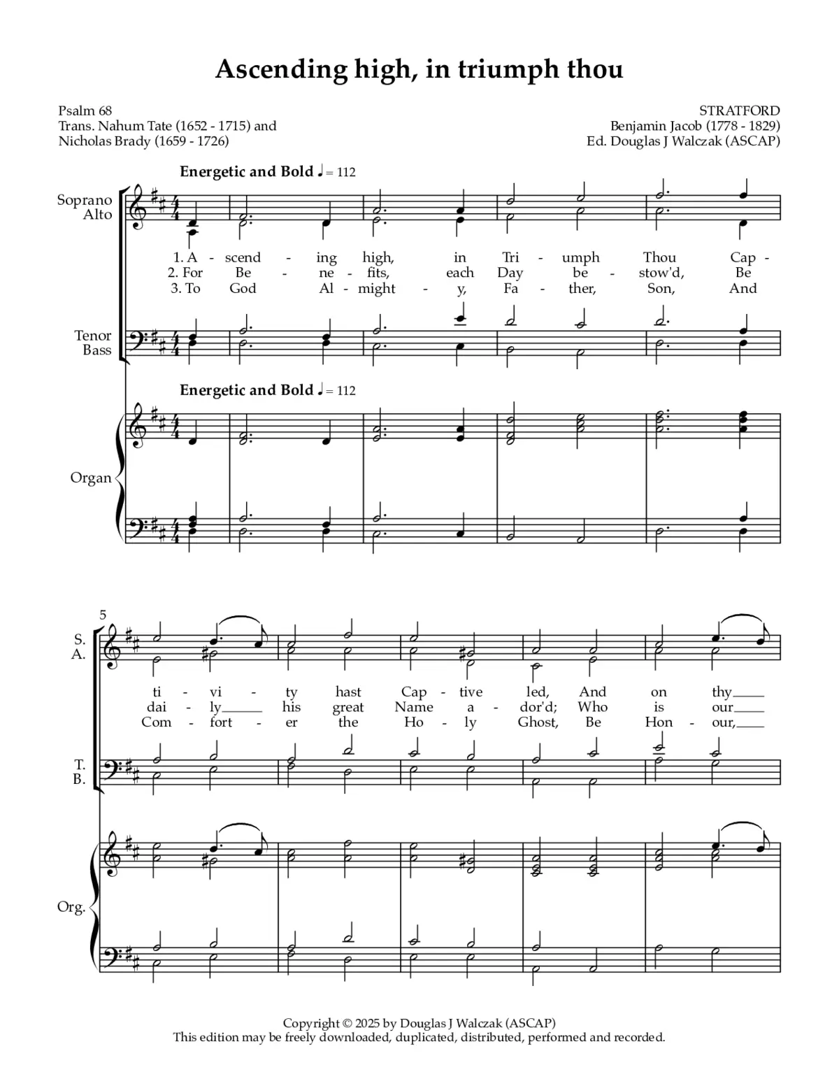 Ascending high, in triumph thou - Page 1