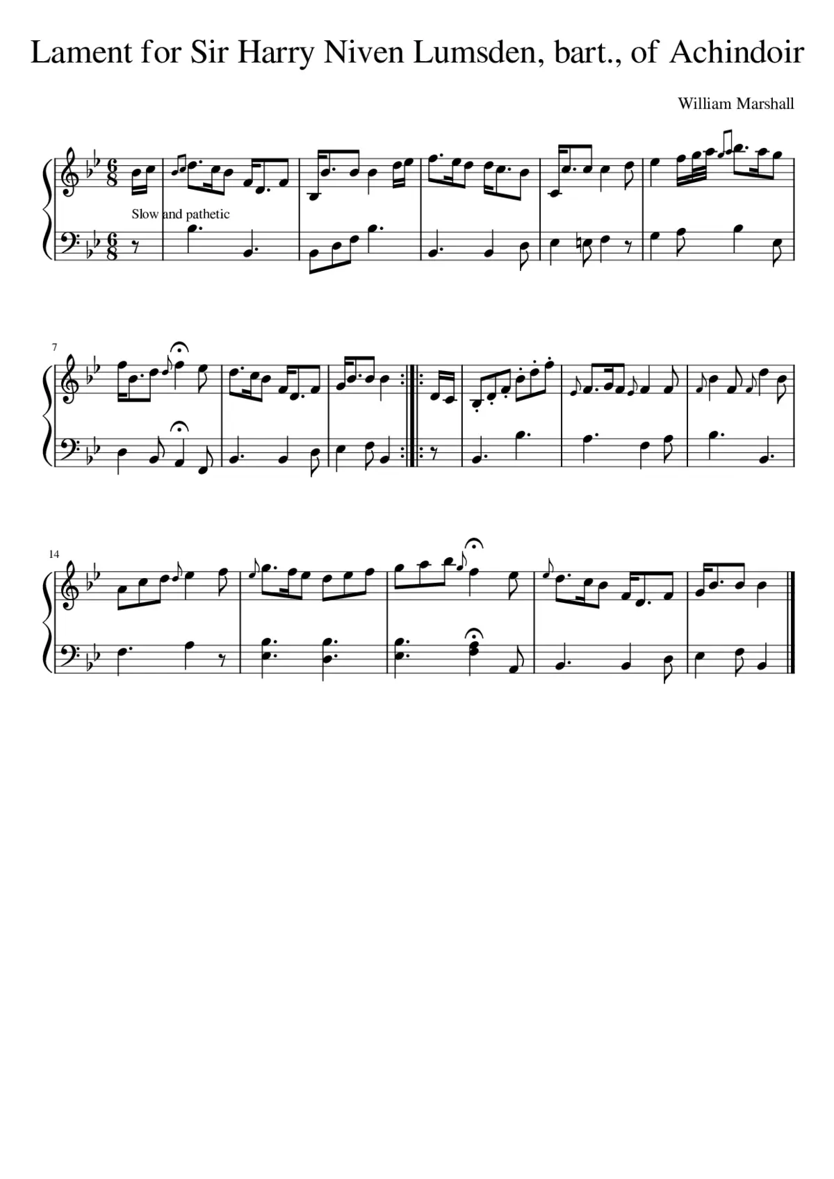 Lament for Sir Harry Niven Lumsden bart. of Achindoir - Page 1