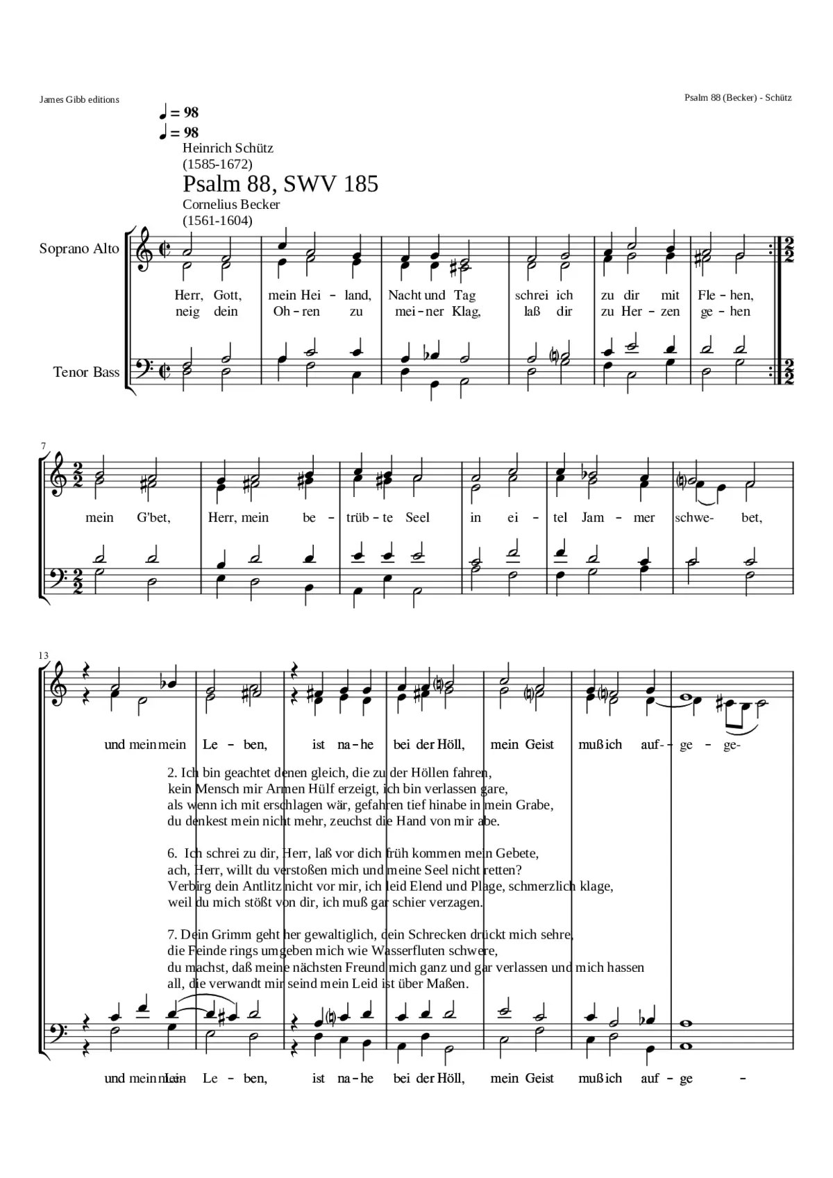 Herr Gott mein Heiland Nacht und Tag SWV 185 - Page 1