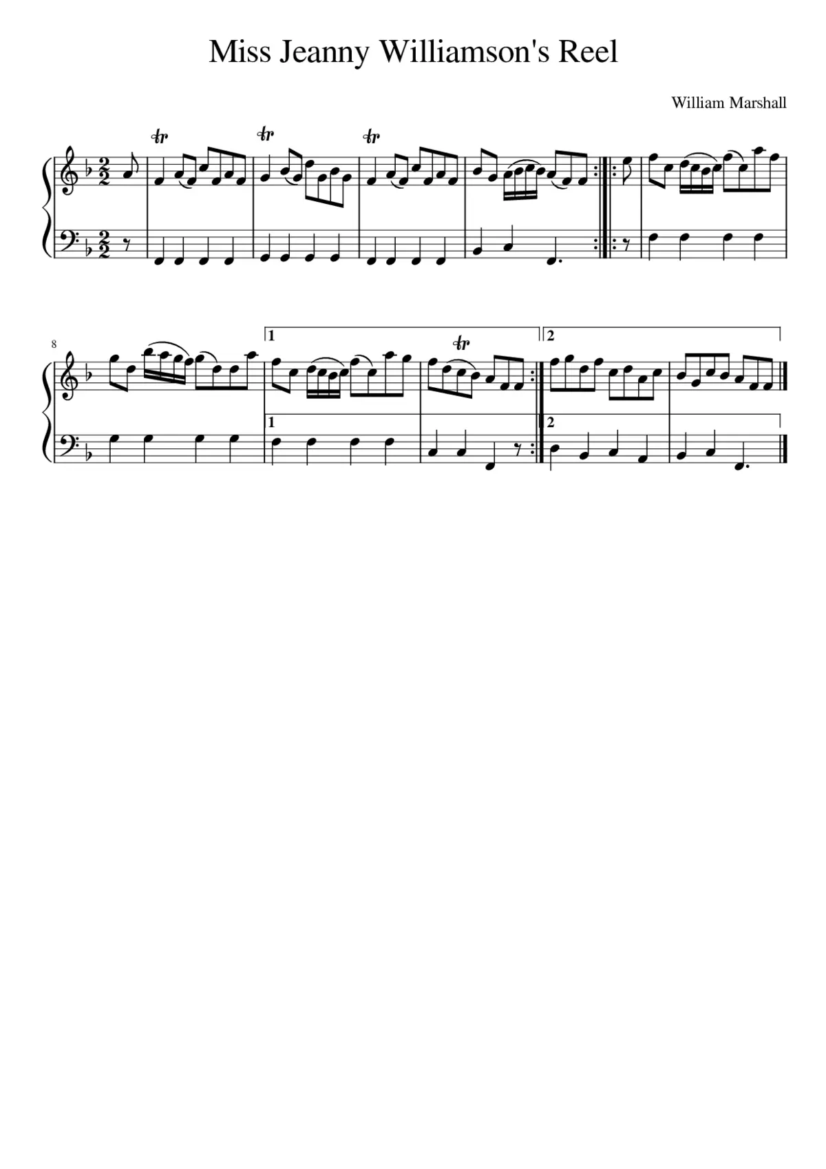 Miss Jeanny Williamson's Reel - Page 1