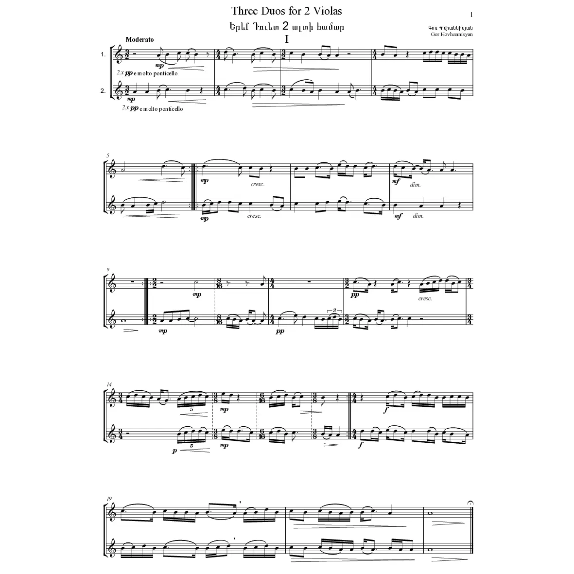 Three Duos for Two Violas - Page 1
