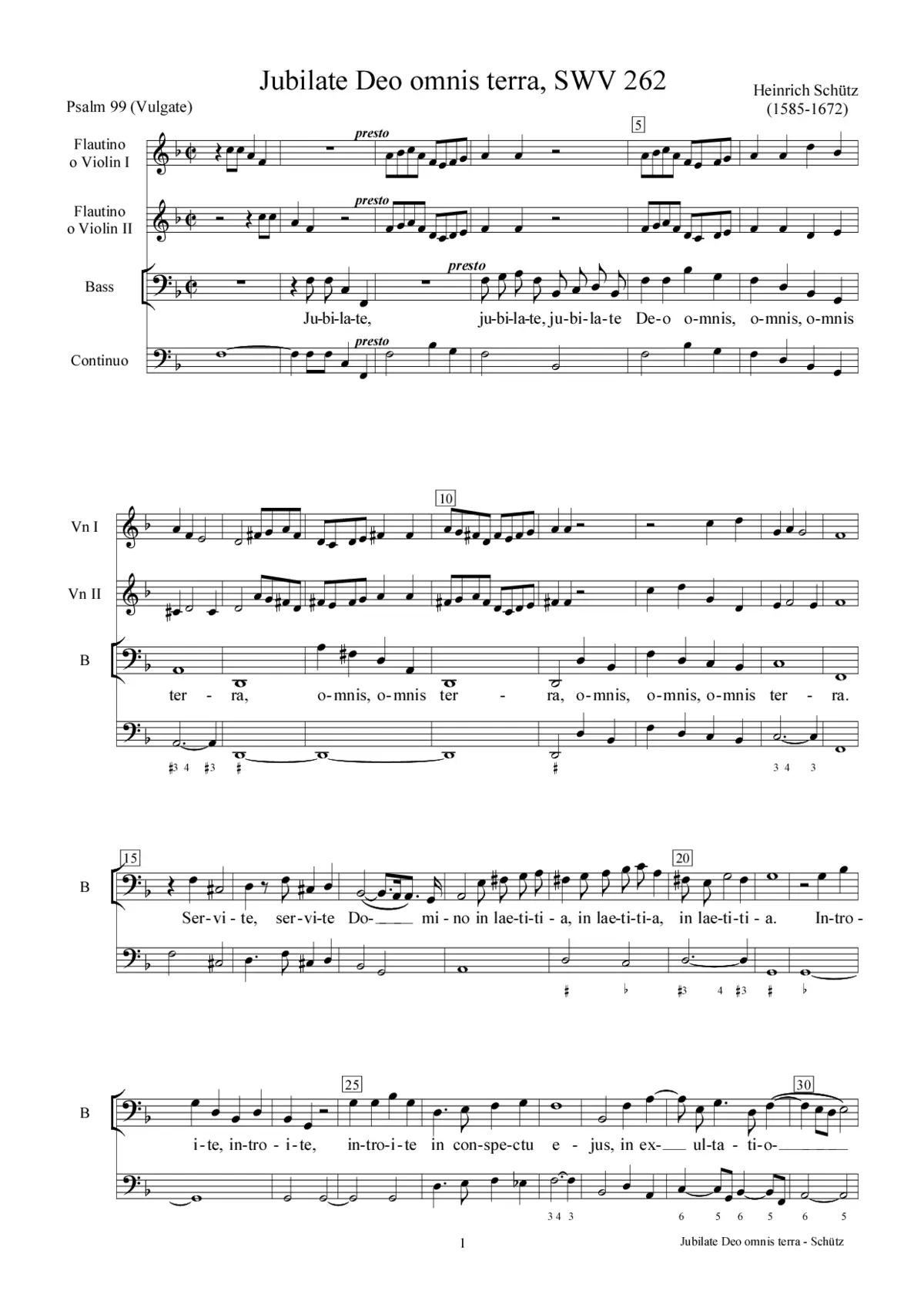 Jubilate Deo omnis terra, SWV 262 - Page 1