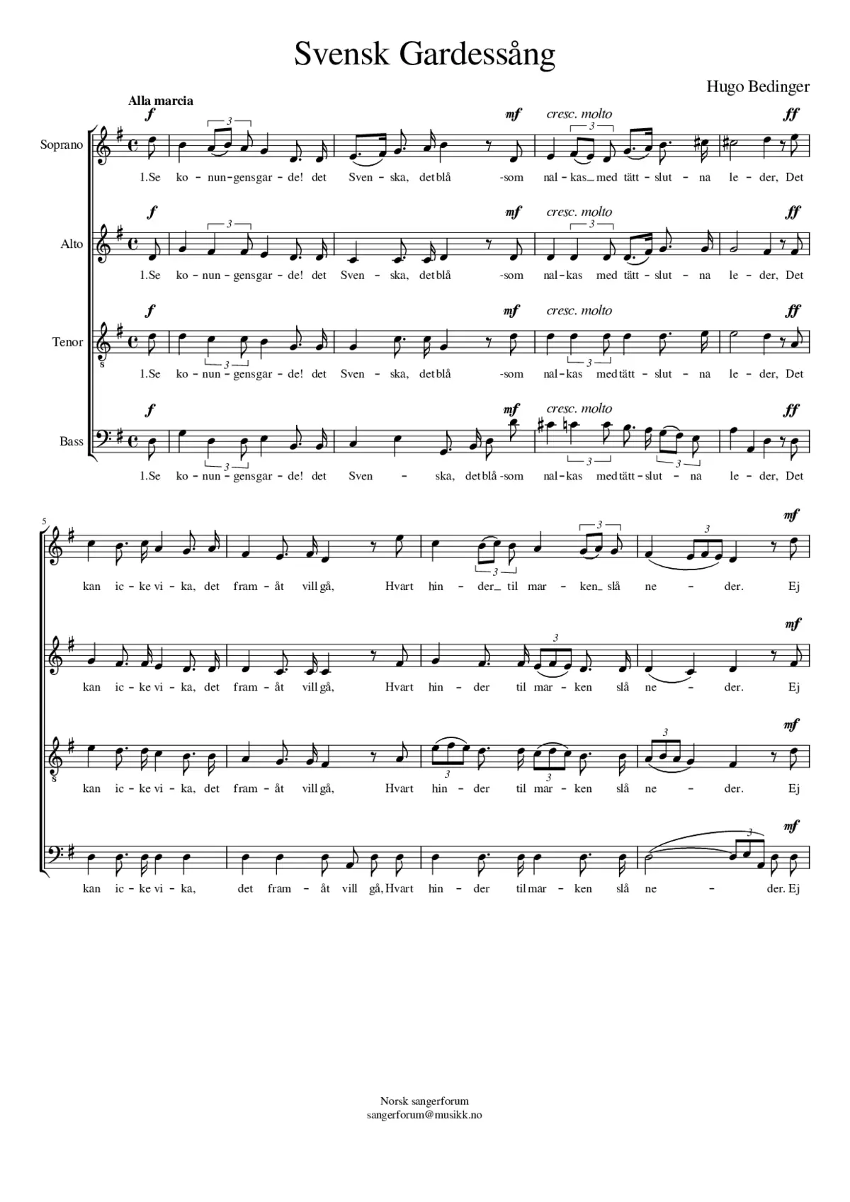 Svensk Gardessång - Page 1