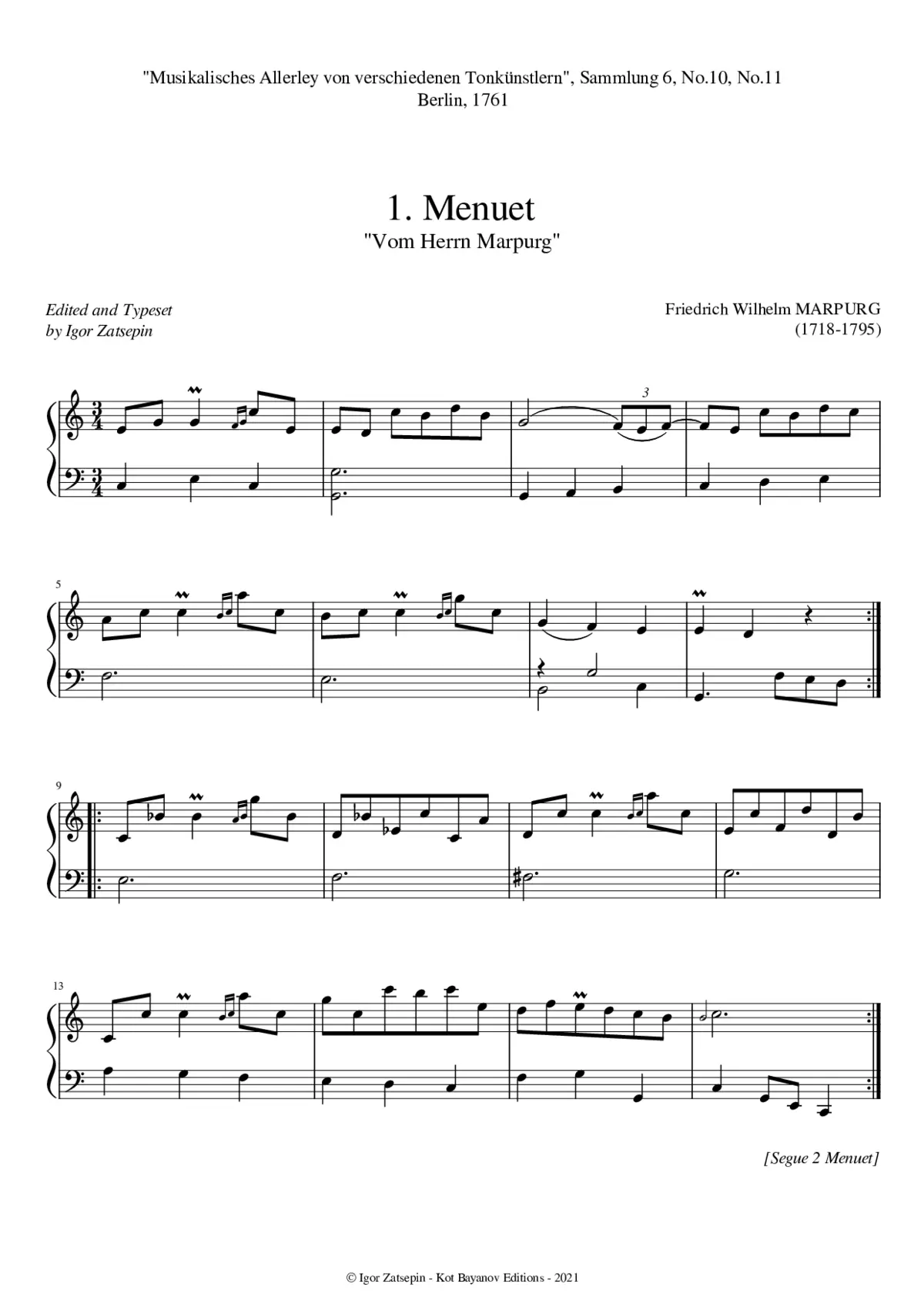 2 Menuets in C major / C minor - Page 1
