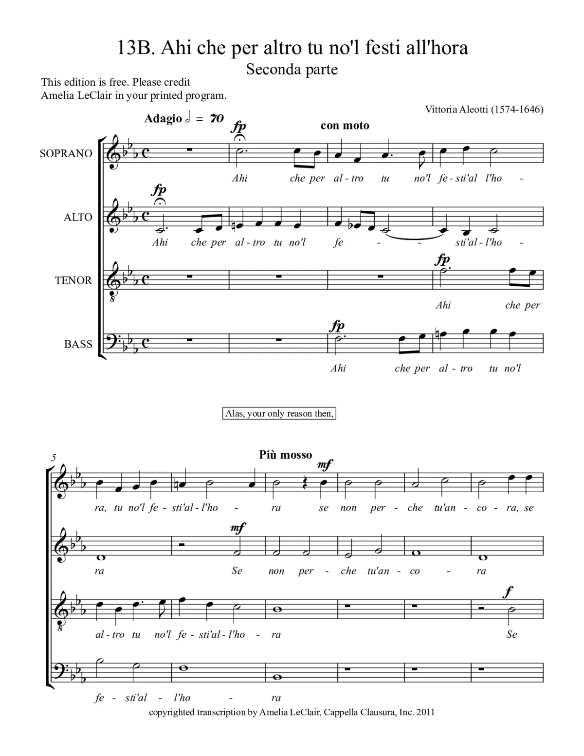 Ahi che per altro tu no'l festi all'hora - Page 1