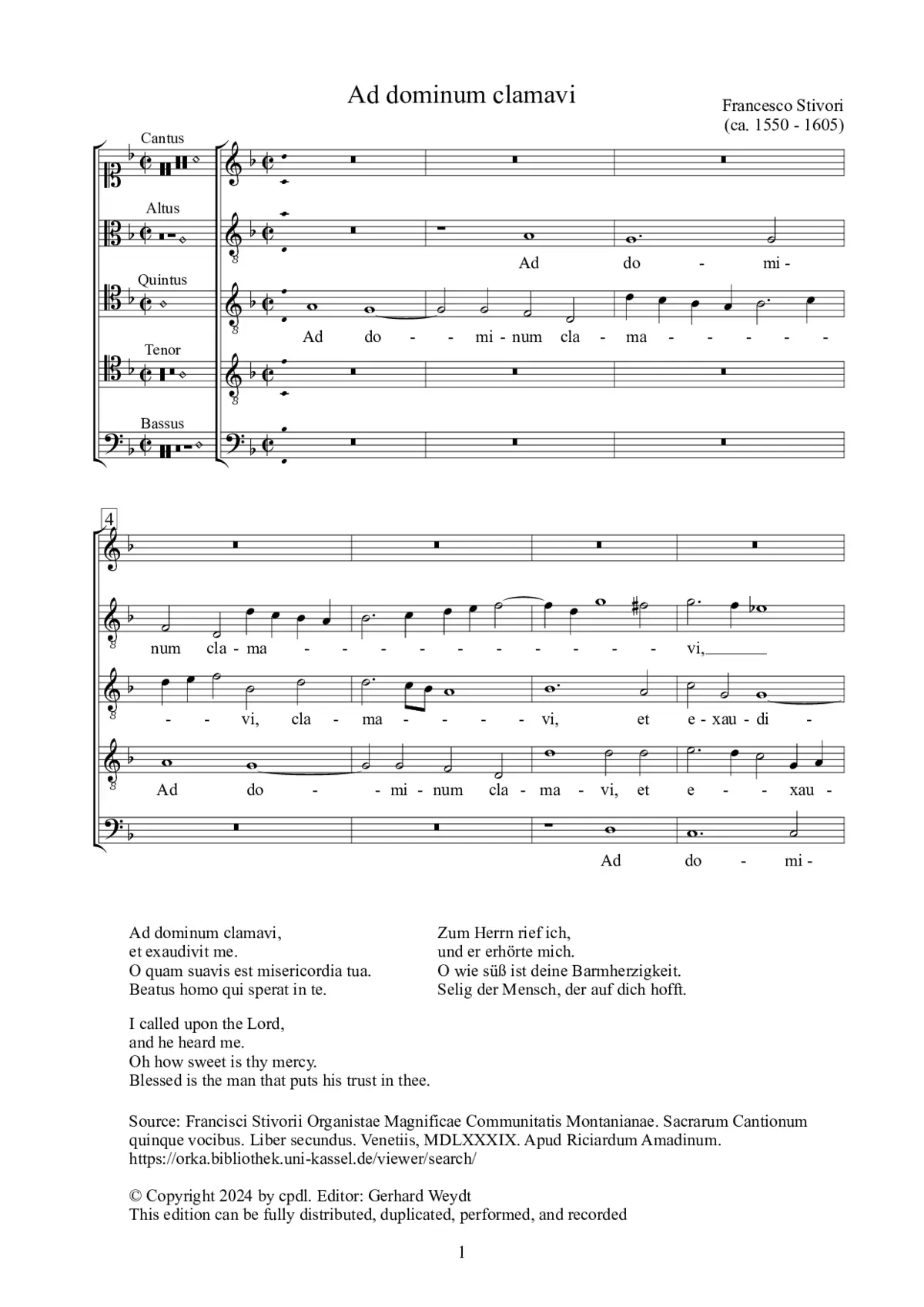 Ad dominum clamavi - Page 1