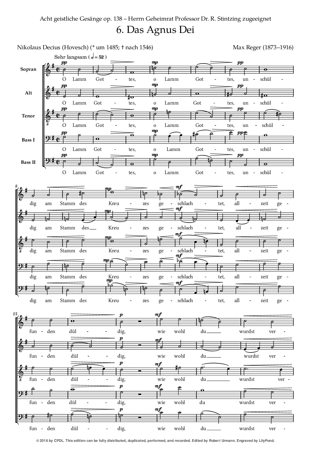 Das Agnus Dei, Op. 138, No. 6 - Page 1