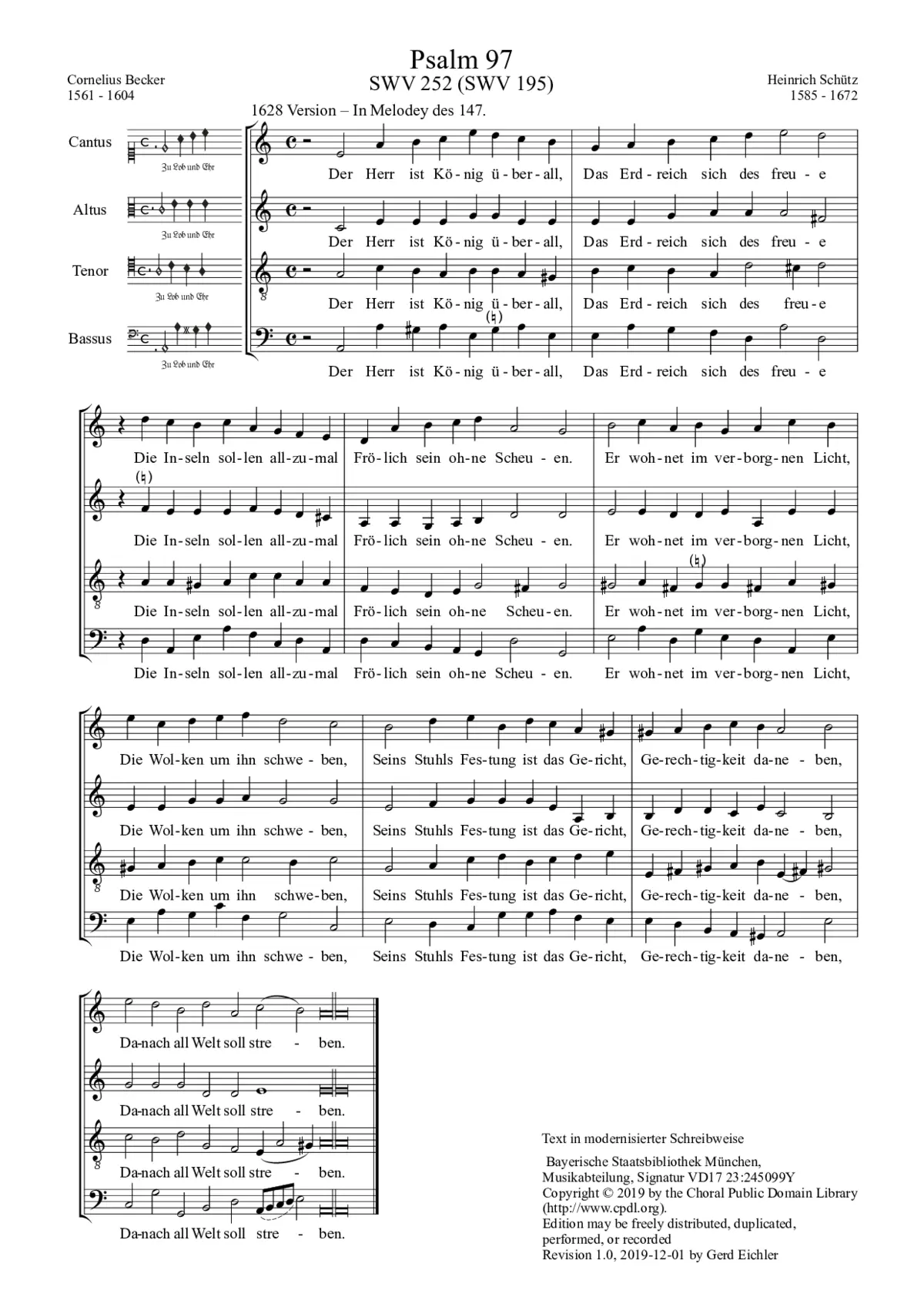 Der Herr ist König überall, SWV 195 - Page 1