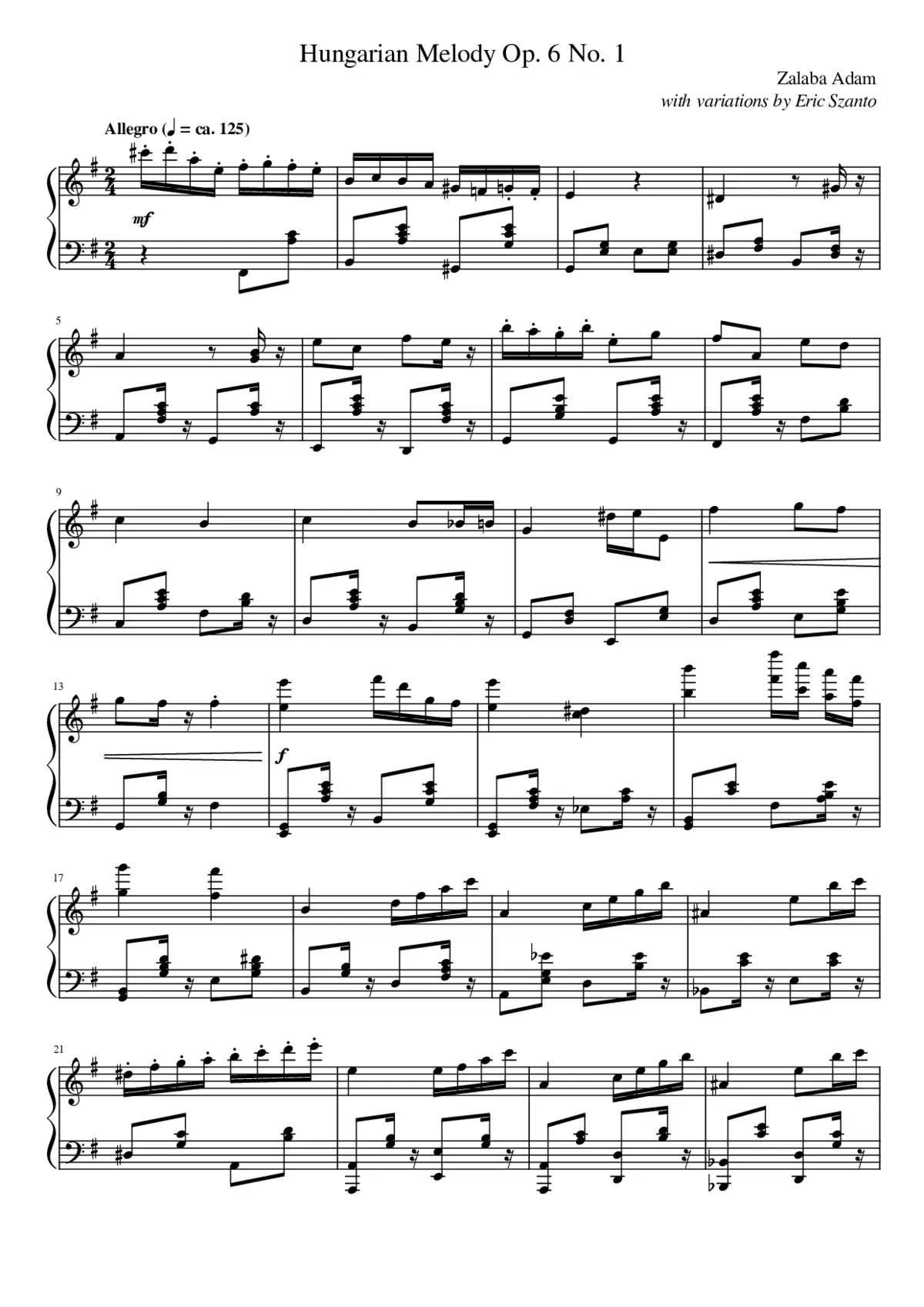Hungarian Melody - Page 1