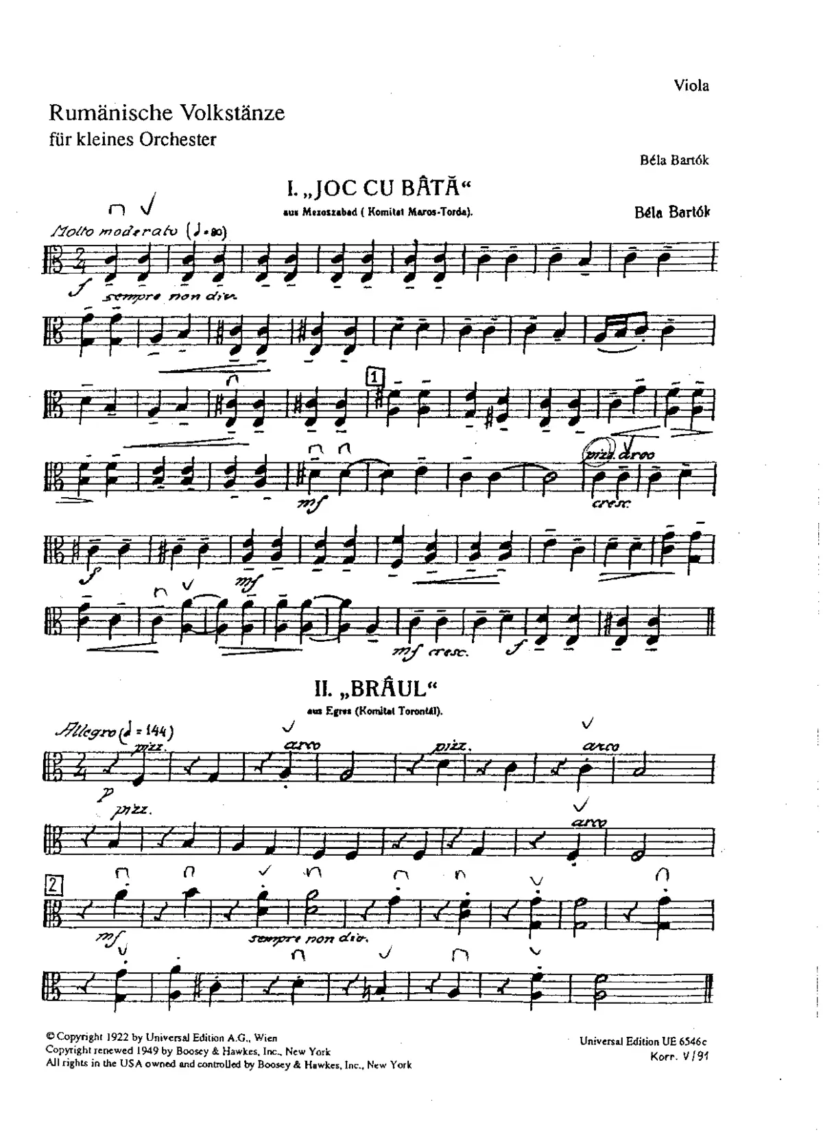 Román népi táncok, zenekarra - Page 1