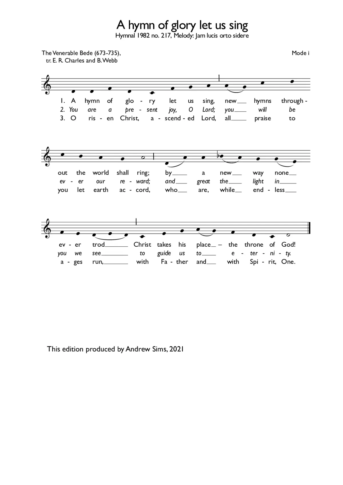 A hymn of glory let us sing - Page 1